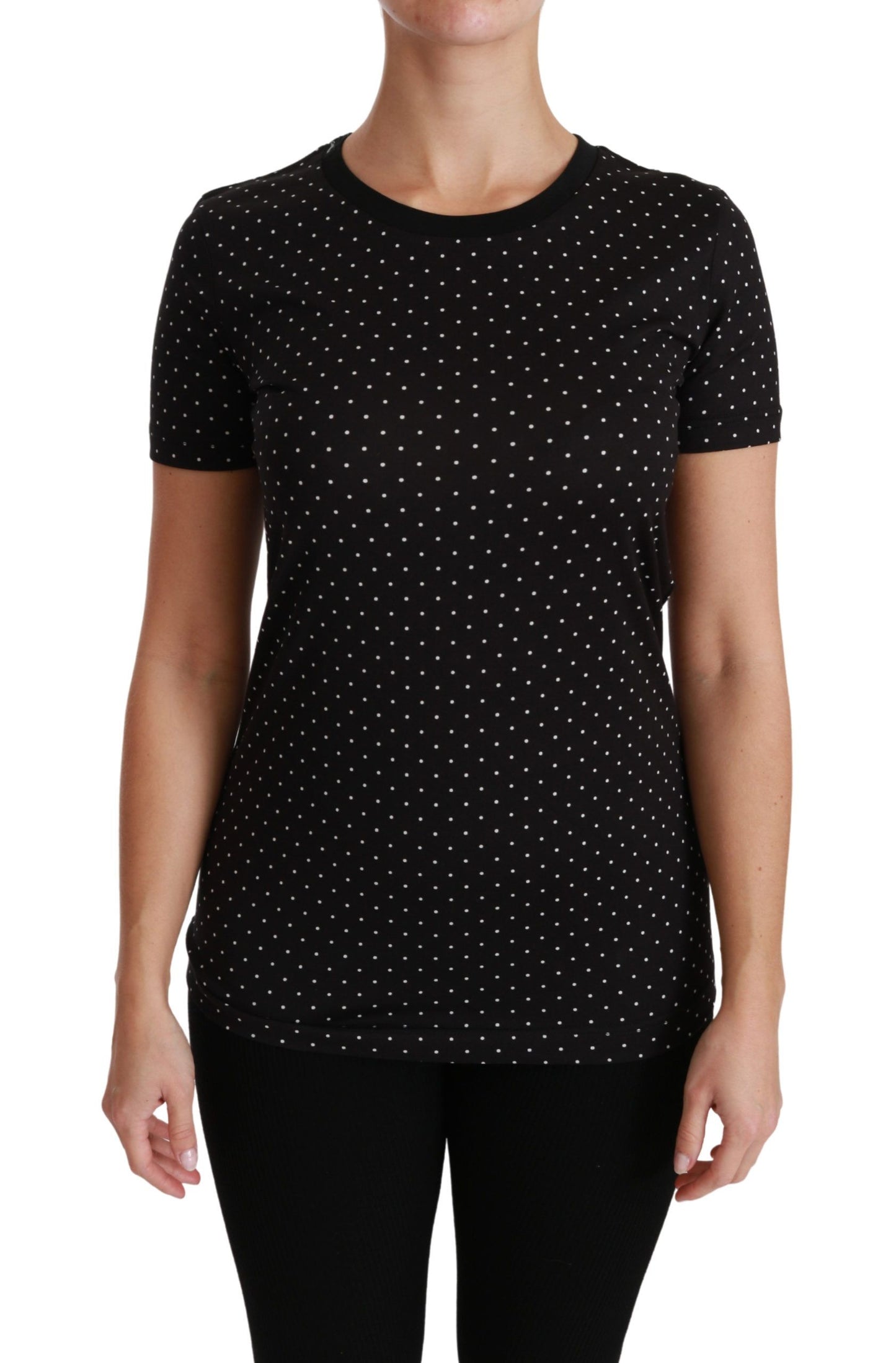 T-shirt ras du cou en coton noir à pois Dolce & Gabbana