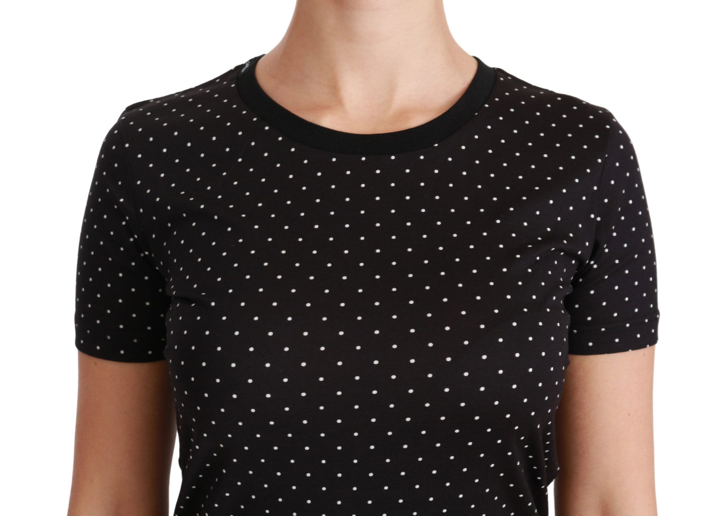 T-shirt ras du cou en coton noir à pois Dolce & Gabbana