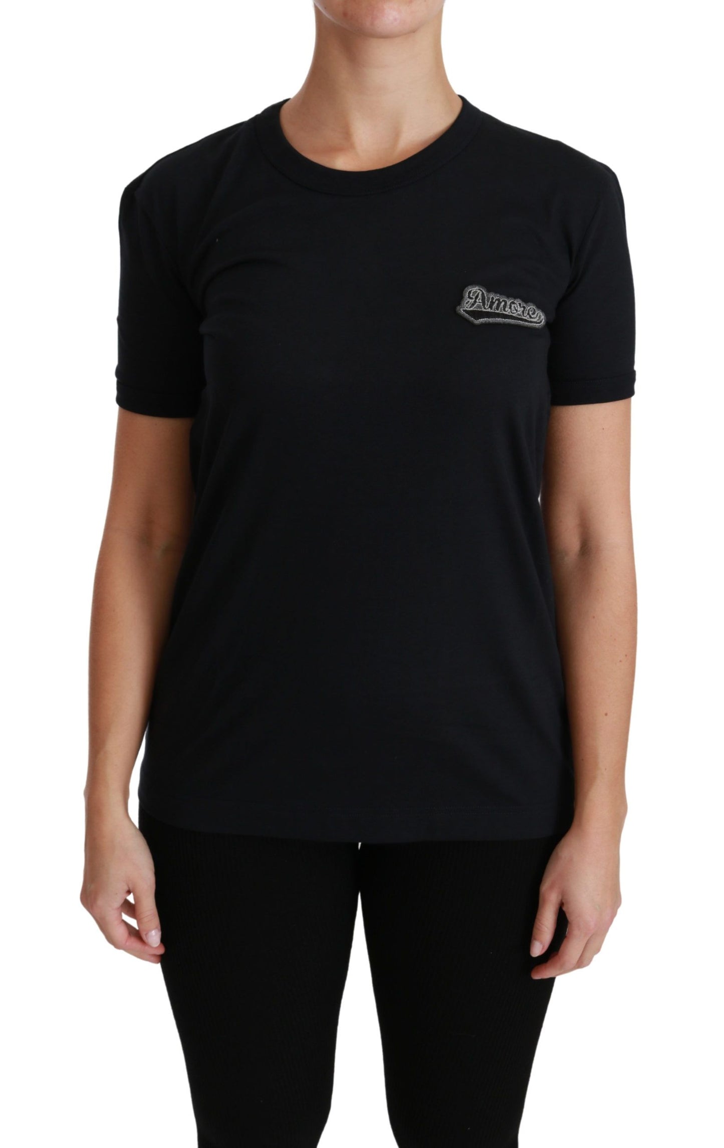 T-shirt ras du cou en coton Dolce & Gabbana Blue Love Patch