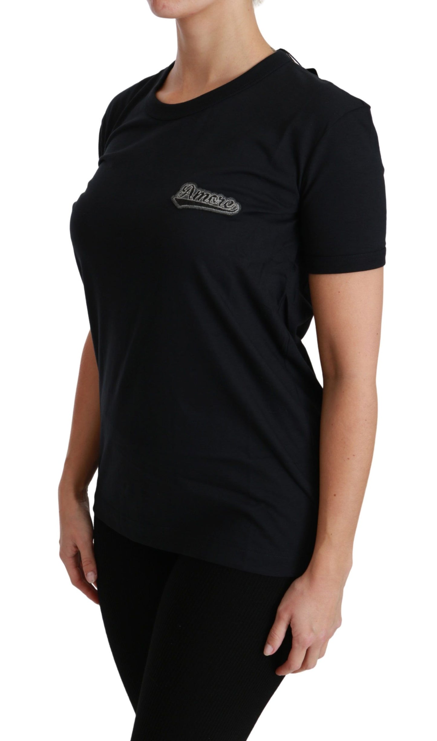 T-shirt ras du cou en coton Dolce & Gabbana Blue Love Patch