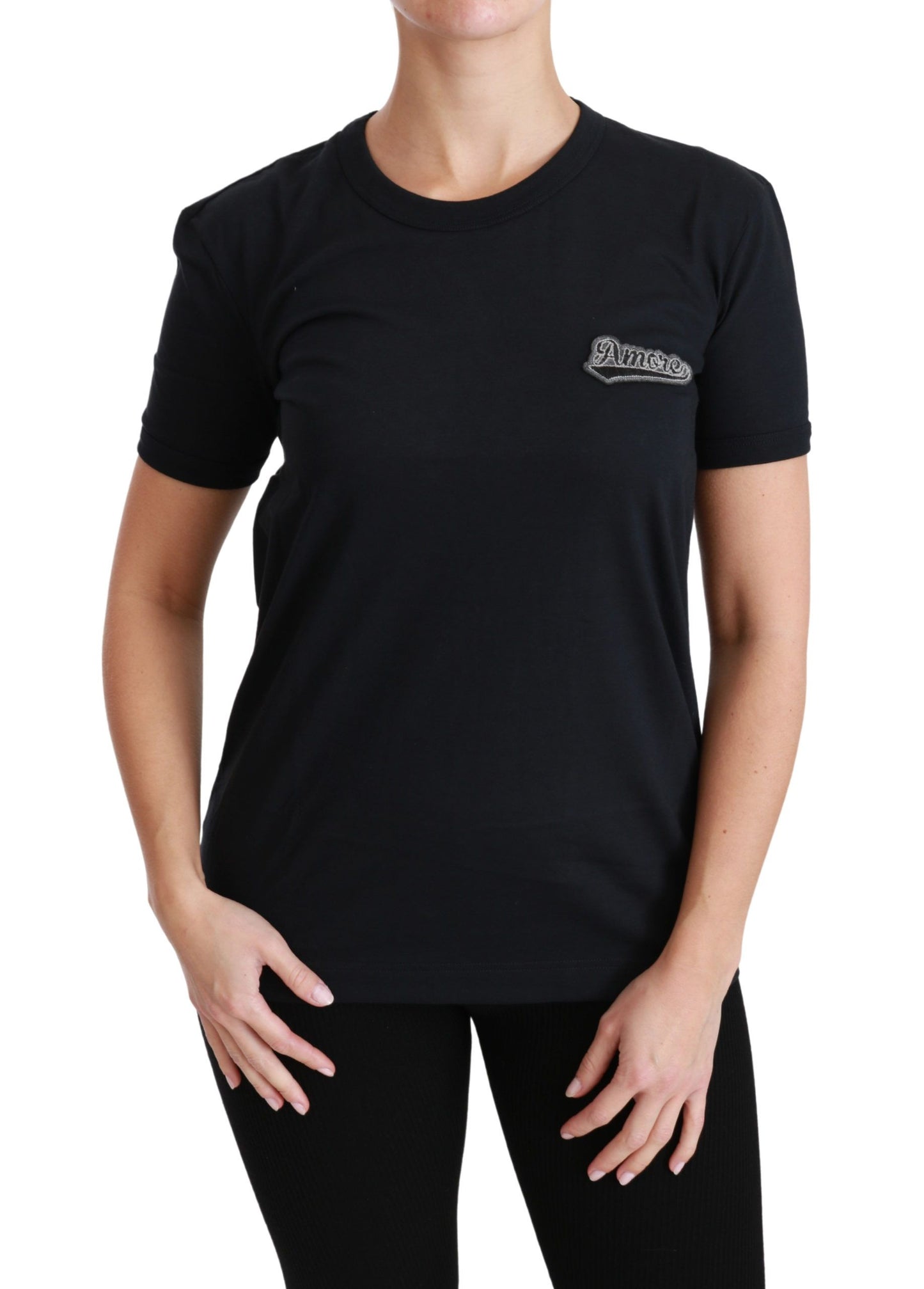 T-shirt ras du cou en coton Dolce & Gabbana Blue Love Patch