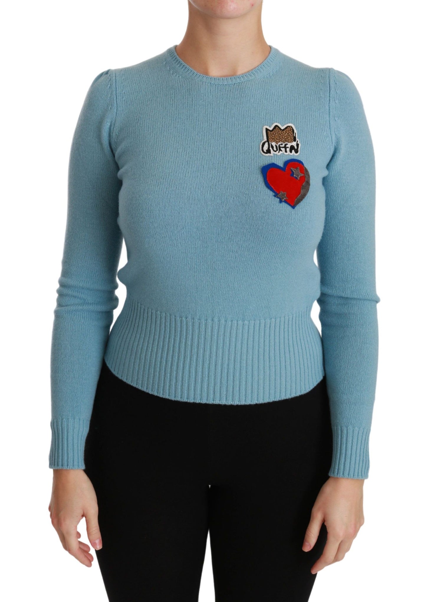 Pull en laine bleue Queen Heart de Dolce & Gabbana
