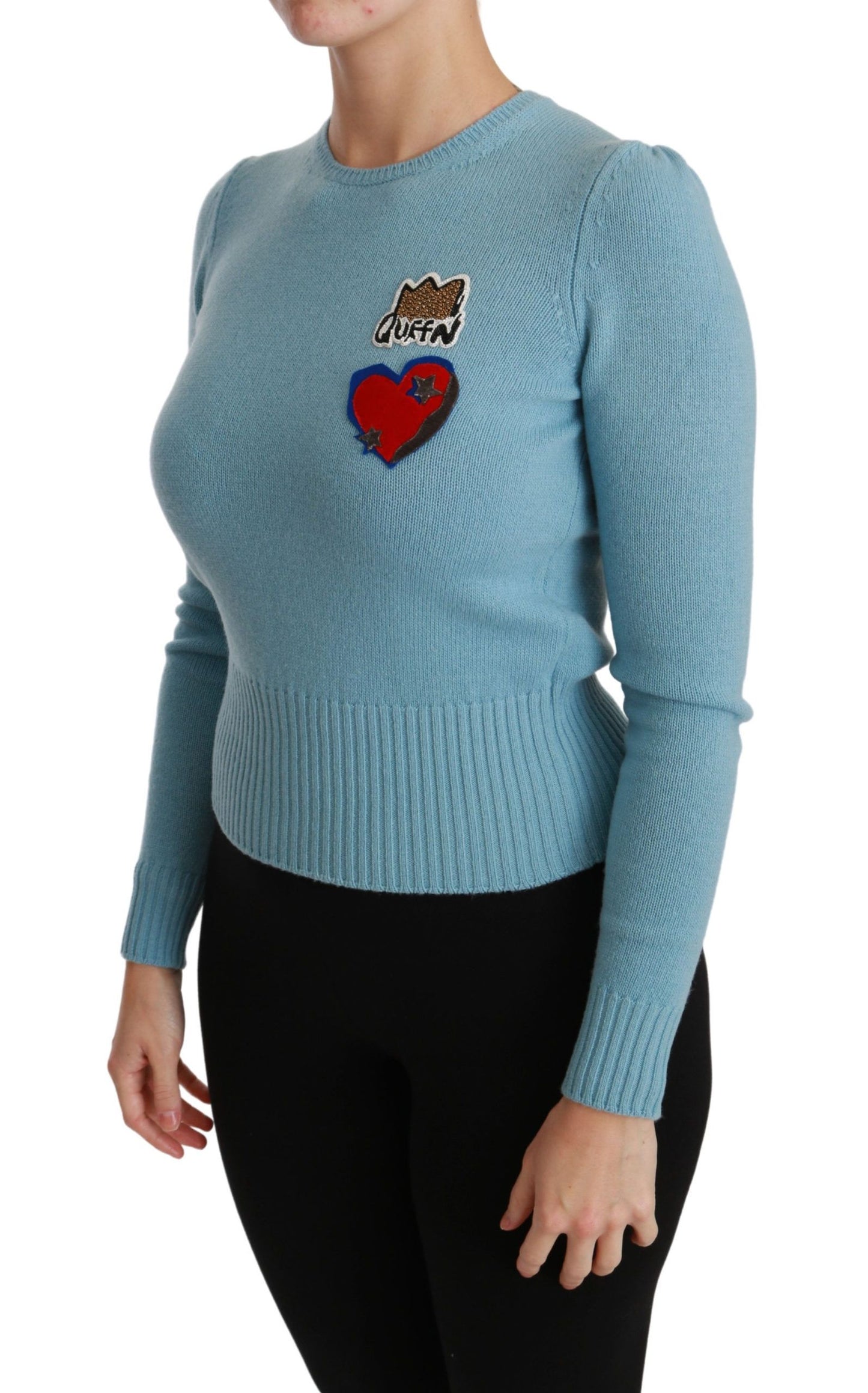 Pull en laine bleue Queen Heart de Dolce & Gabbana