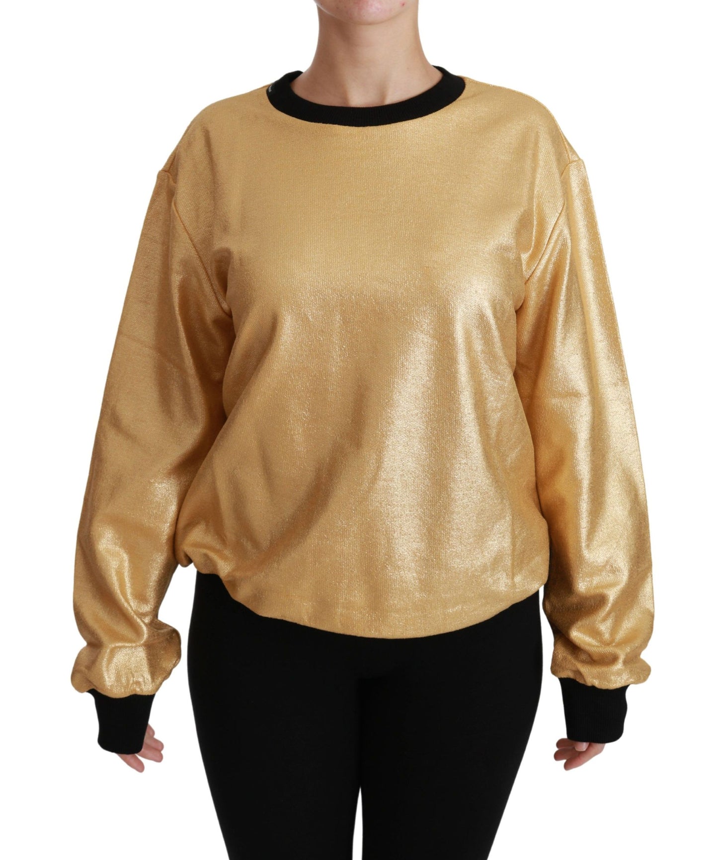 Pull ras du cou en coton doré Dolce & Gabbana