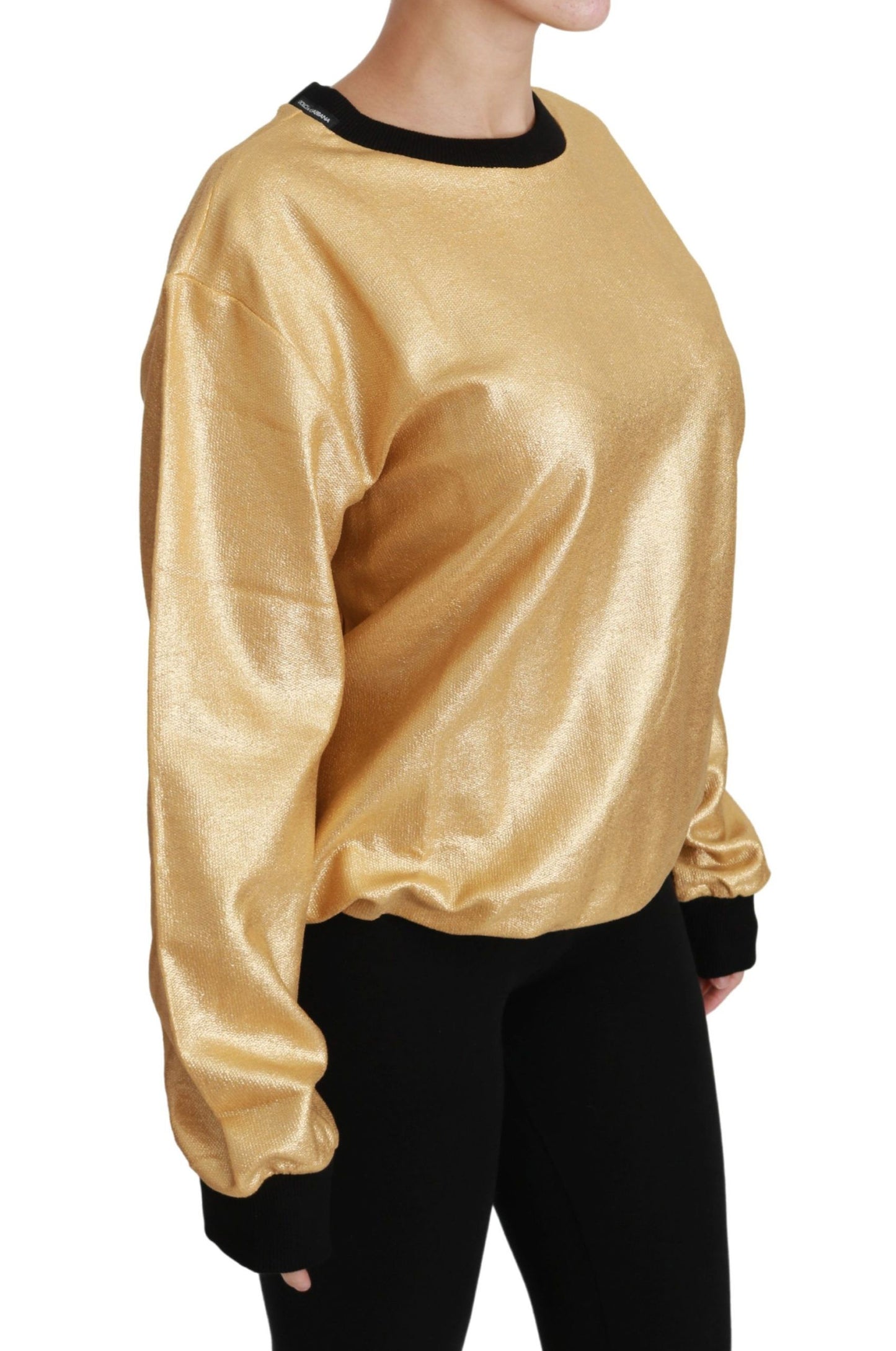 Pull ras du cou en coton doré Dolce & Gabbana