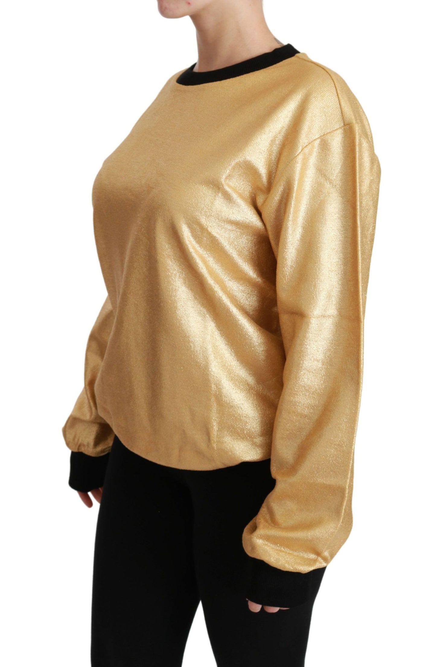 Pull ras du cou en coton doré Dolce & Gabbana