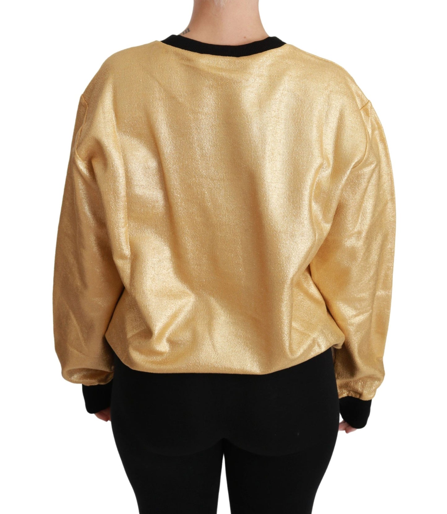 Pull ras du cou en coton doré Dolce & Gabbana