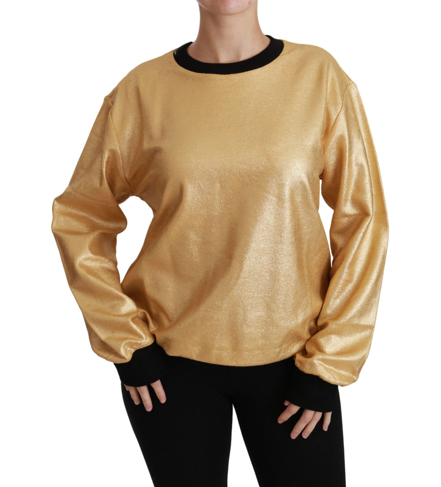 Pull ras du cou en coton doré Dolce & Gabbana