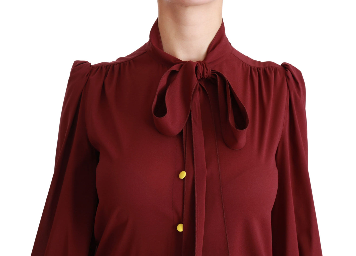 Dolce & Gabbana Kastanienbraunes Langarm-Hemdblusen-Seidentop