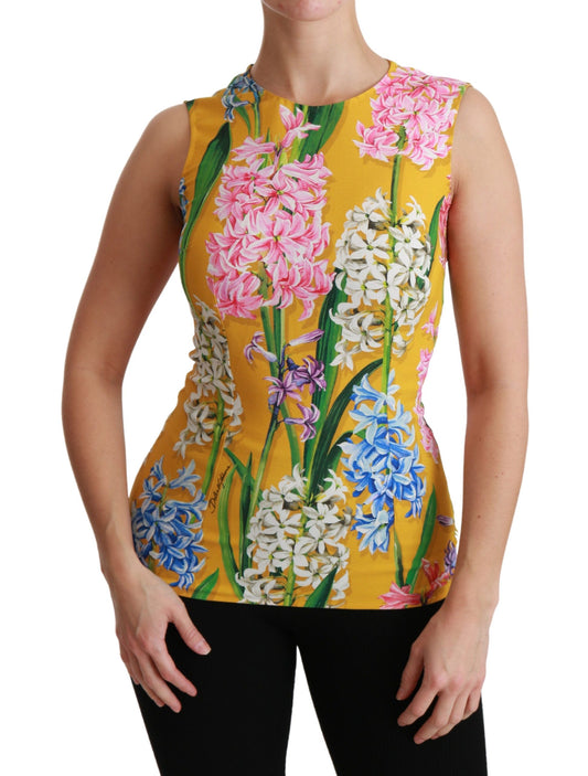 Chemisier débardeur extensible à fleurs jaunes Dolce & Gabbana
