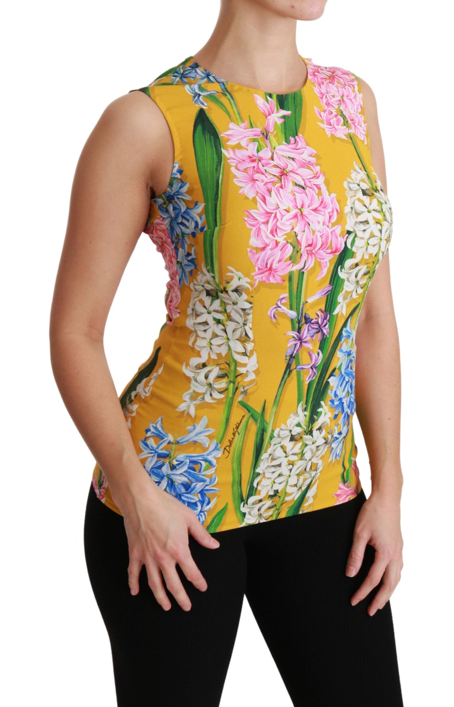 Chemisier débardeur extensible à fleurs jaunes Dolce & Gabbana