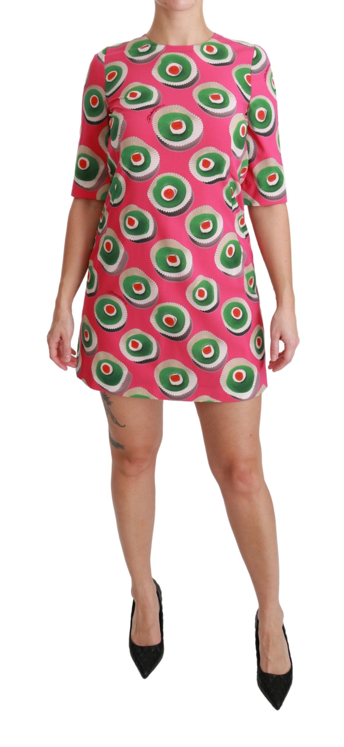 Robe droite extensible en soie rose Dolce & Gabbana
