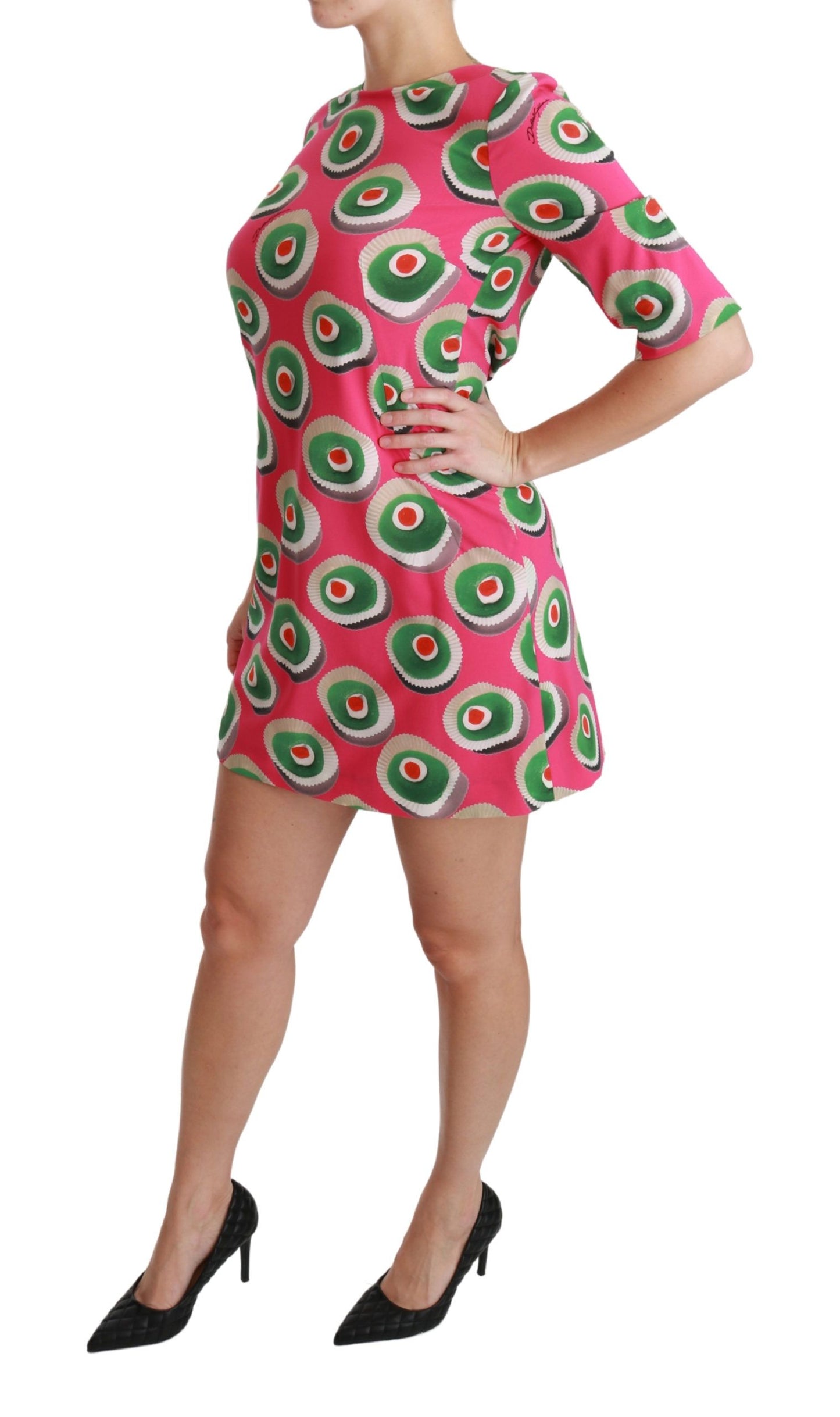 Robe droite extensible en soie rose Dolce & Gabbana