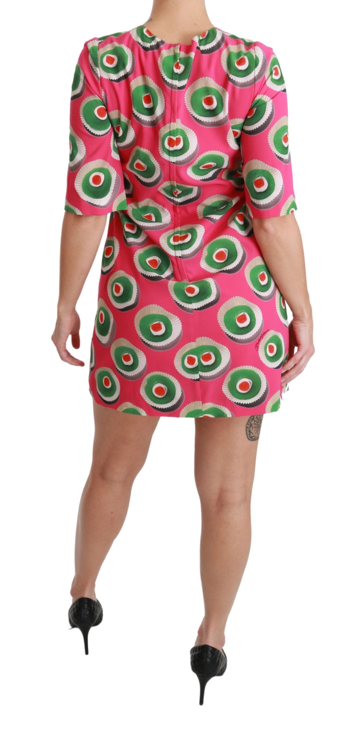 Robe droite extensible en soie rose Dolce & Gabbana