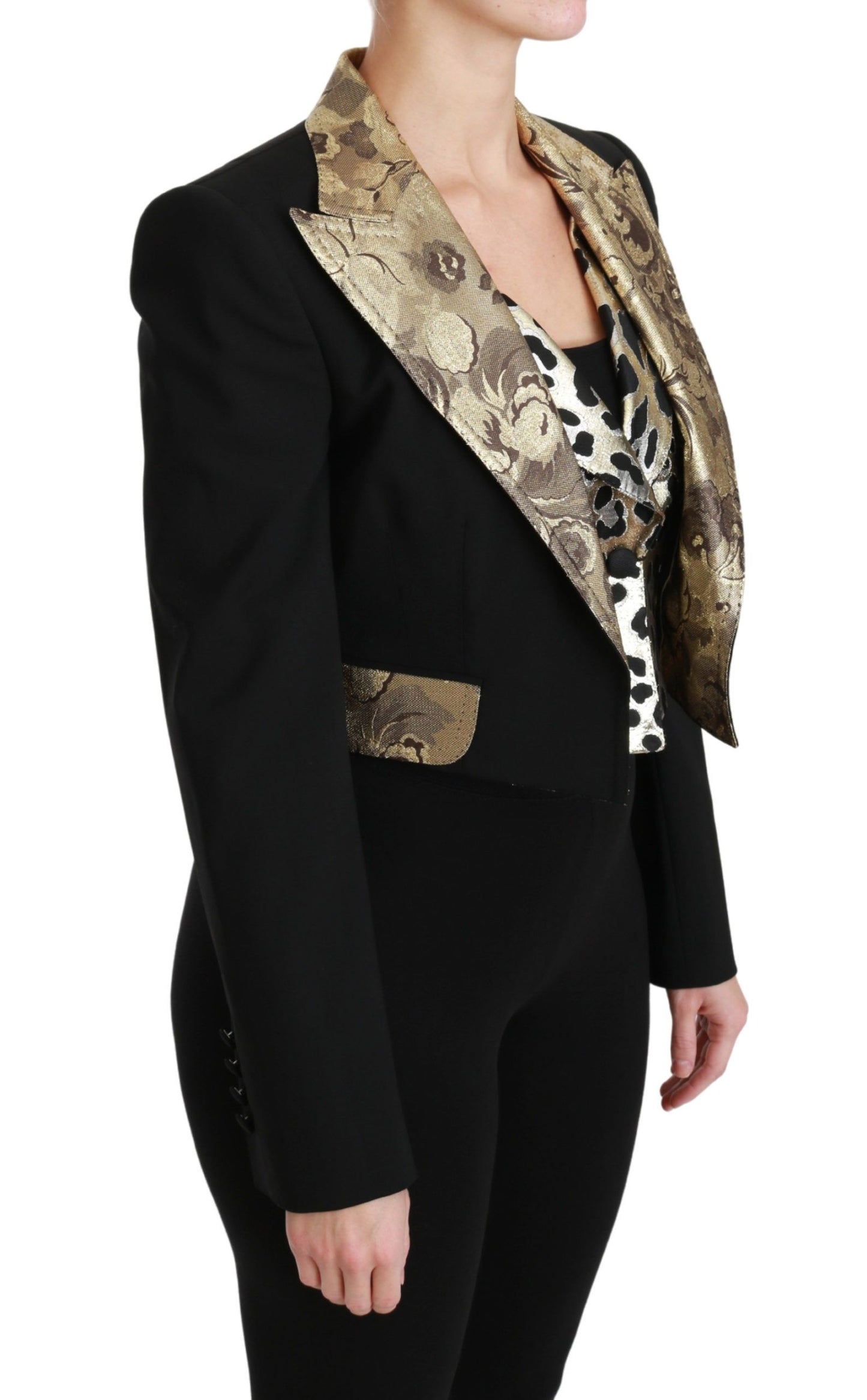 Dolce & Gabbana Gilet en jacquard noir Blazer Manteau Veste en laine