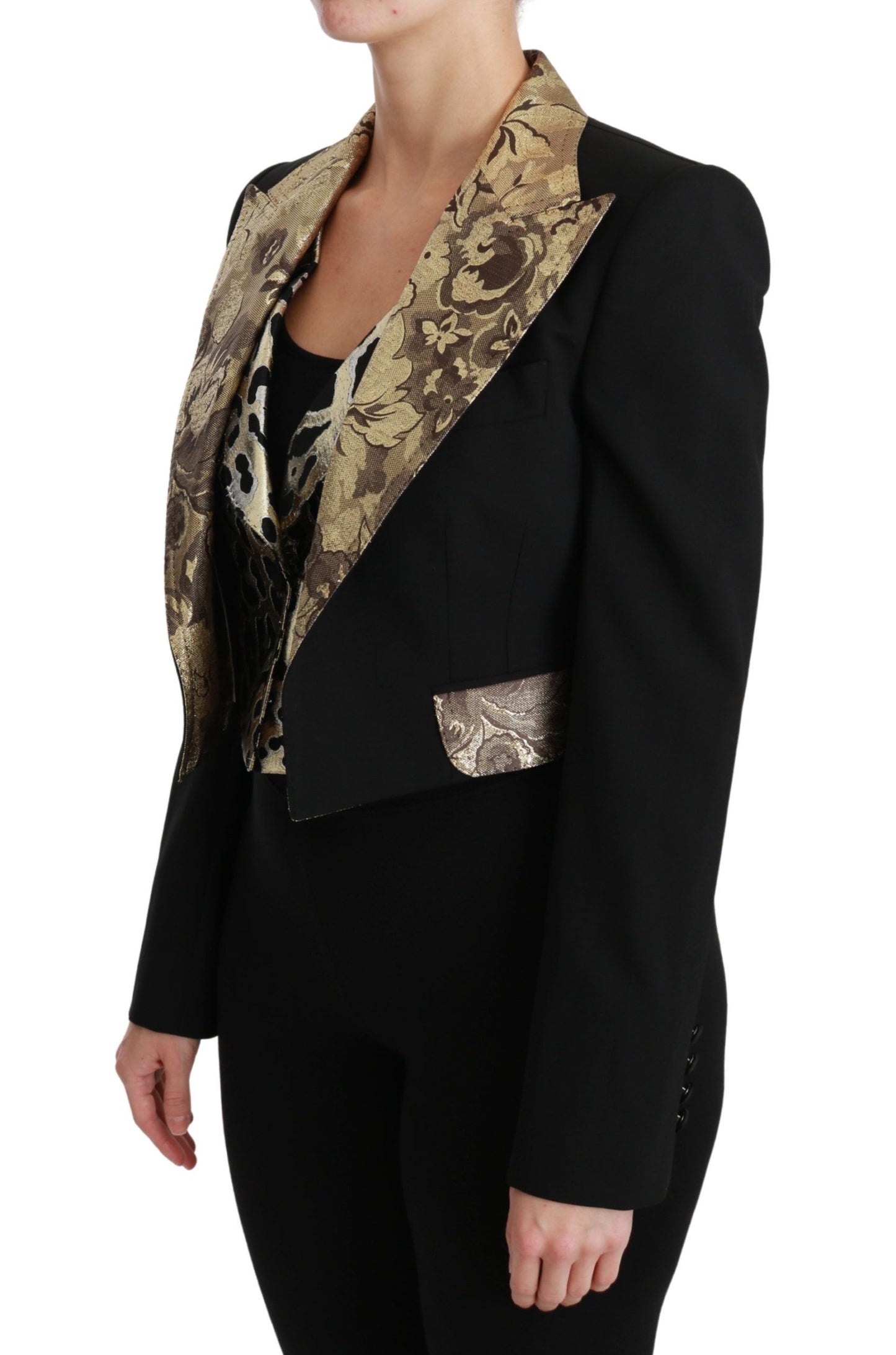Dolce & Gabbana Gilet en jacquard noir Blazer Manteau Veste en laine