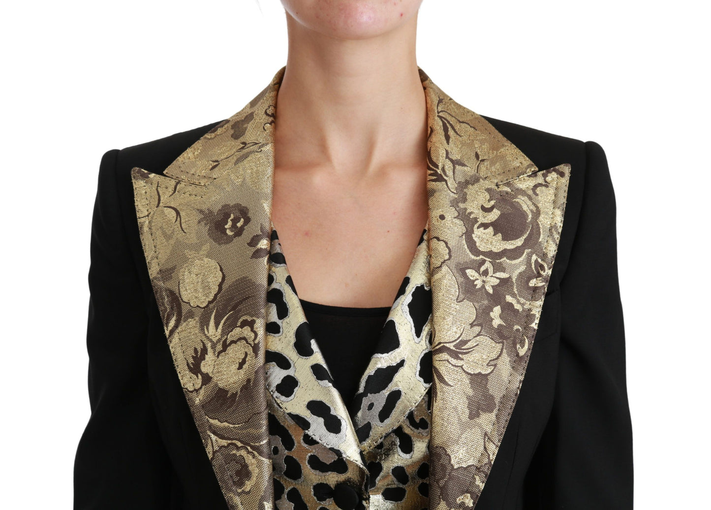 Dolce & Gabbana Gilet en jacquard noir Blazer Manteau Veste en laine