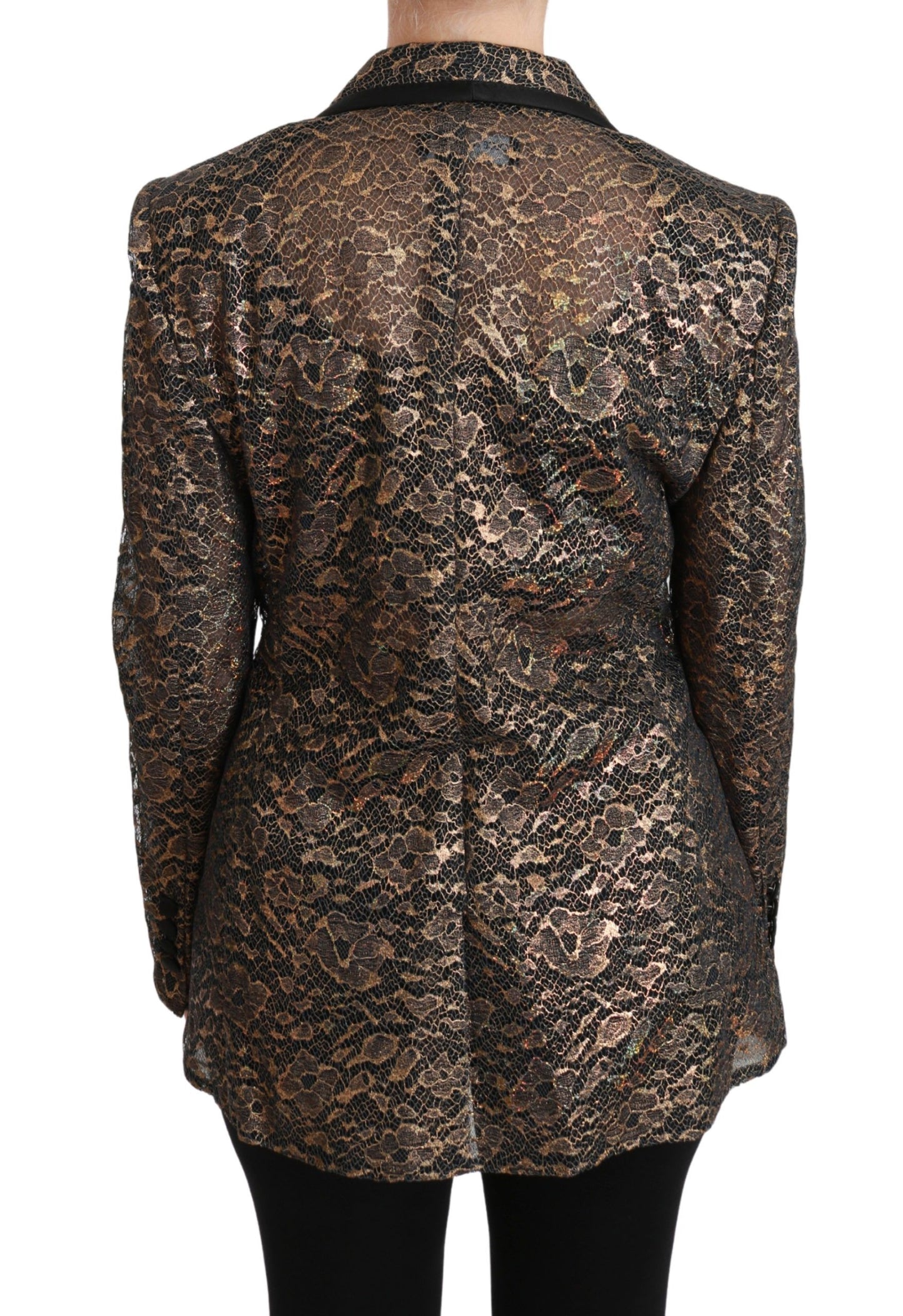 Dolce & Gabbana Blazer en dentelle noire et dorée Veste fleurie