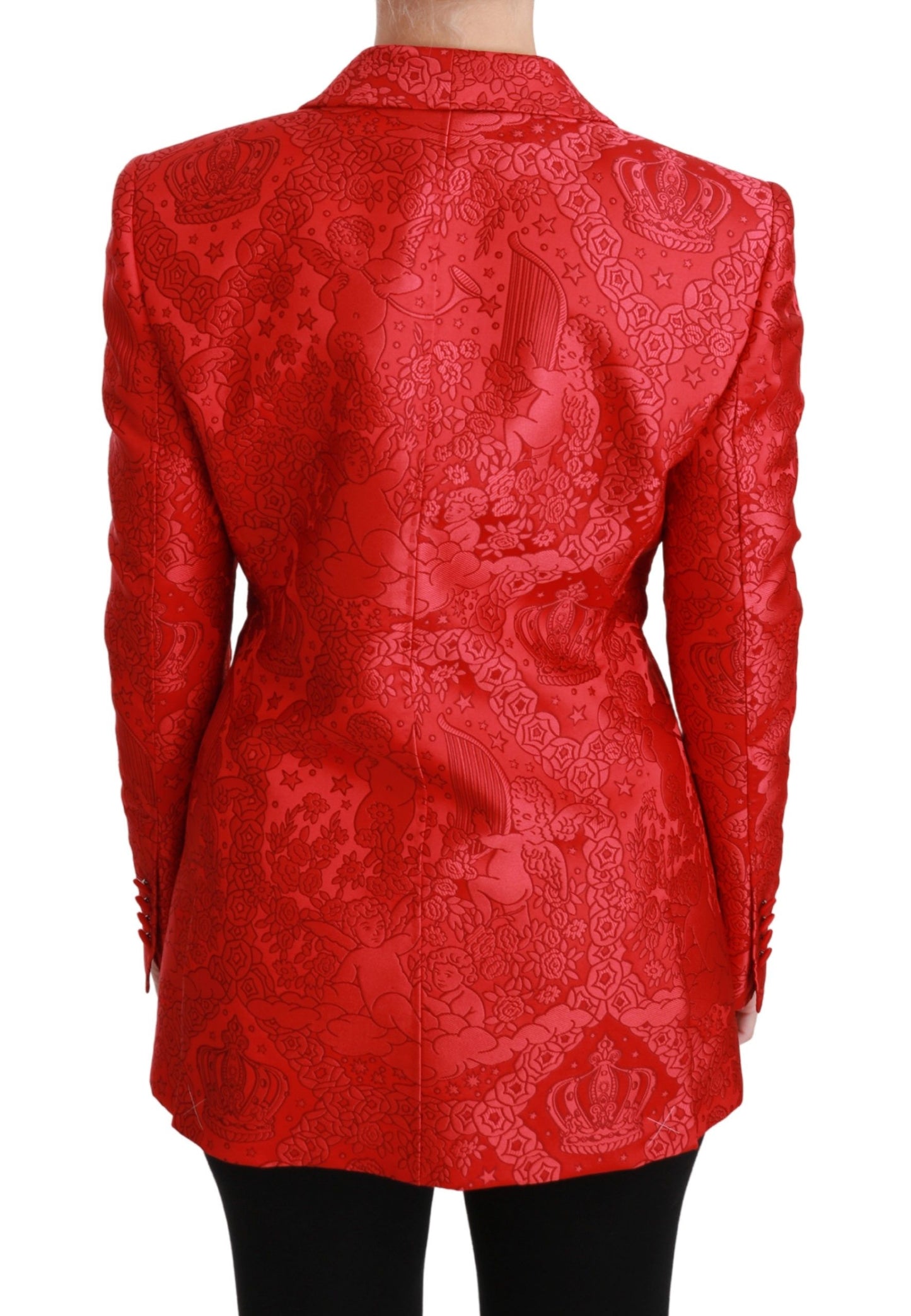 Dolce & Gabbana Roter Blazer mit Blumenmuster und Engelsmuster