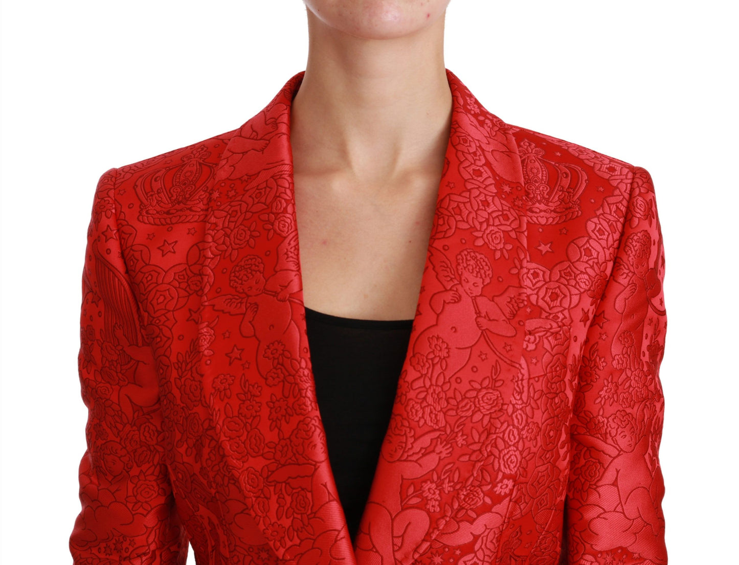 Dolce & Gabbana Roter Blazer mit Blumenmuster und Engelsmuster