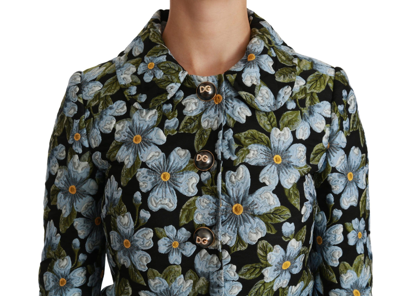 Dolce & Gabbana Mehrfarbiger Blazermantel mit Blumenmuster, Polyesterjacke