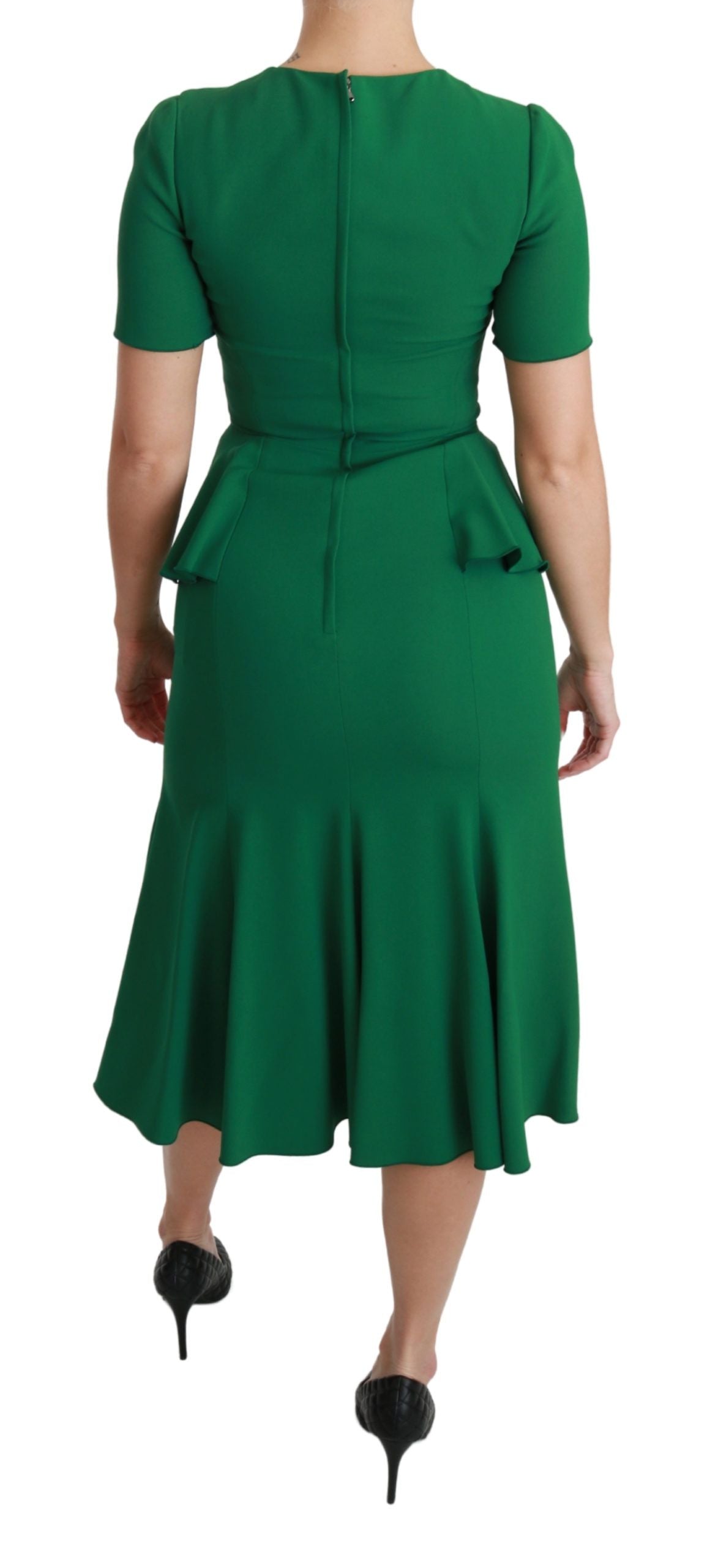 Robe mi-longue sirène en viscose à patch cœur vert Dolce & Gabbana