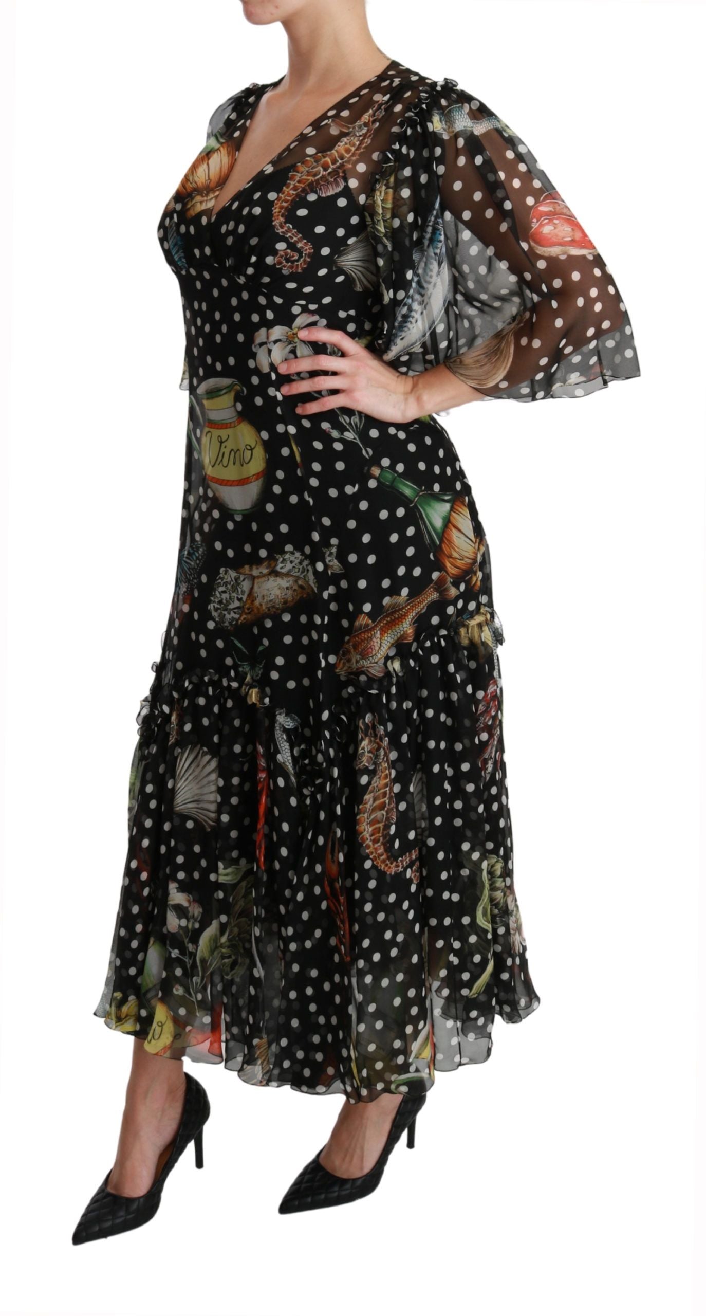 Robe trapèze Dolce & Gabbana Black Sea Fish Sicily