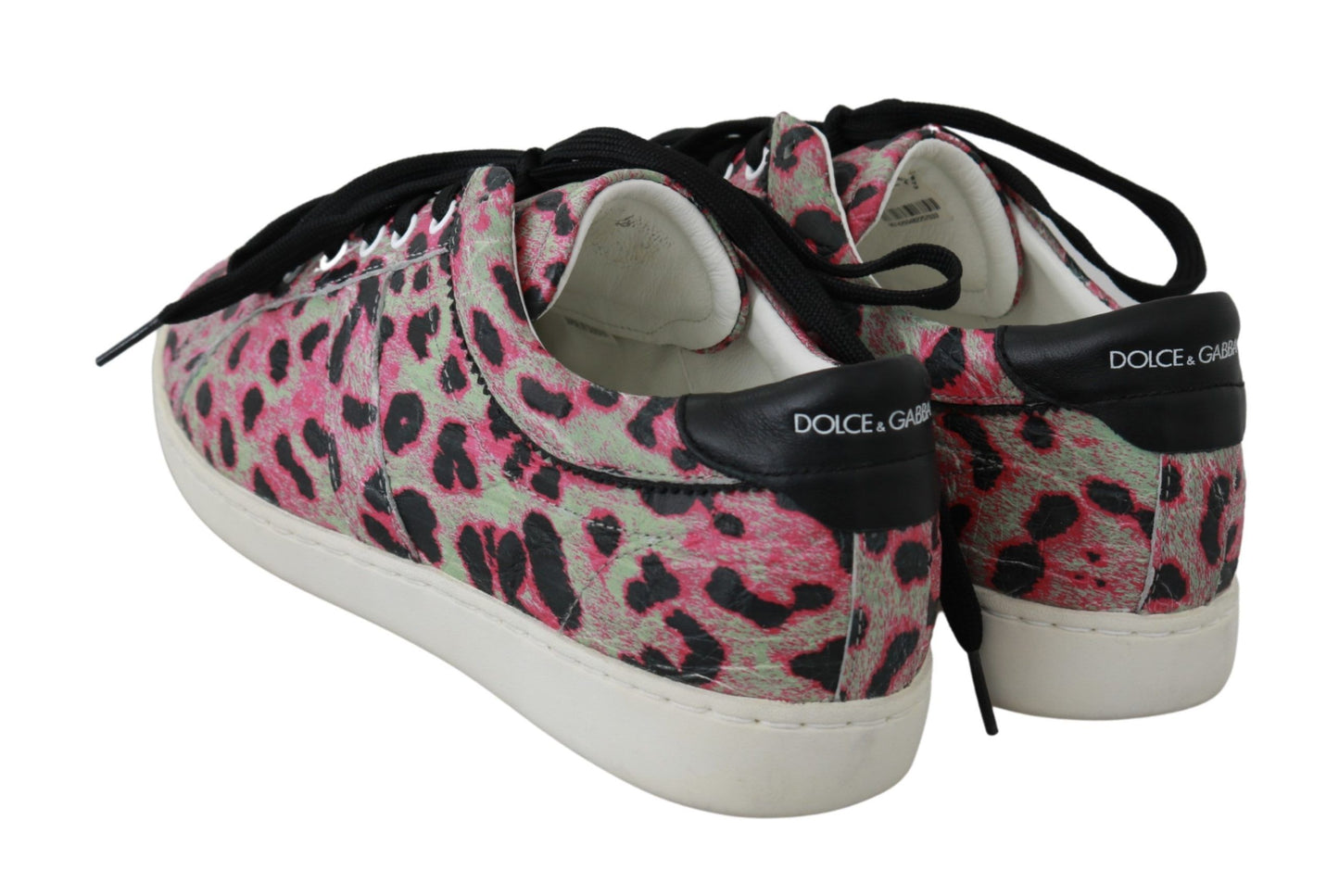 Baskets plates en cuir à imprimé léopard rose Dolce & Gabbana