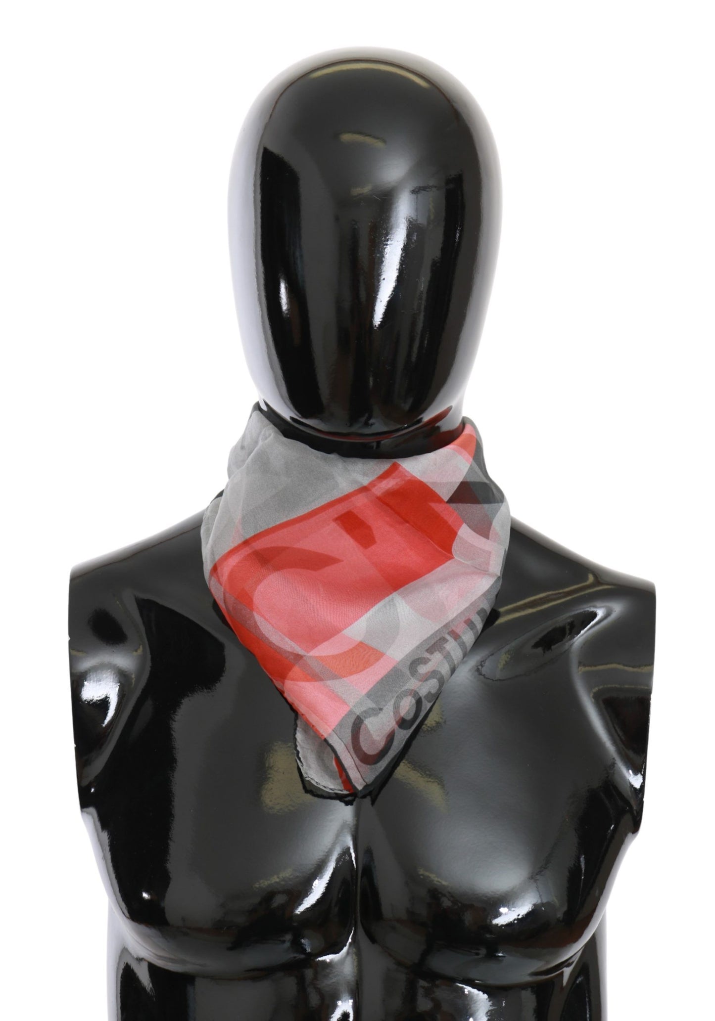 Écharpe grise 100 % soie rouge de marque Costume National