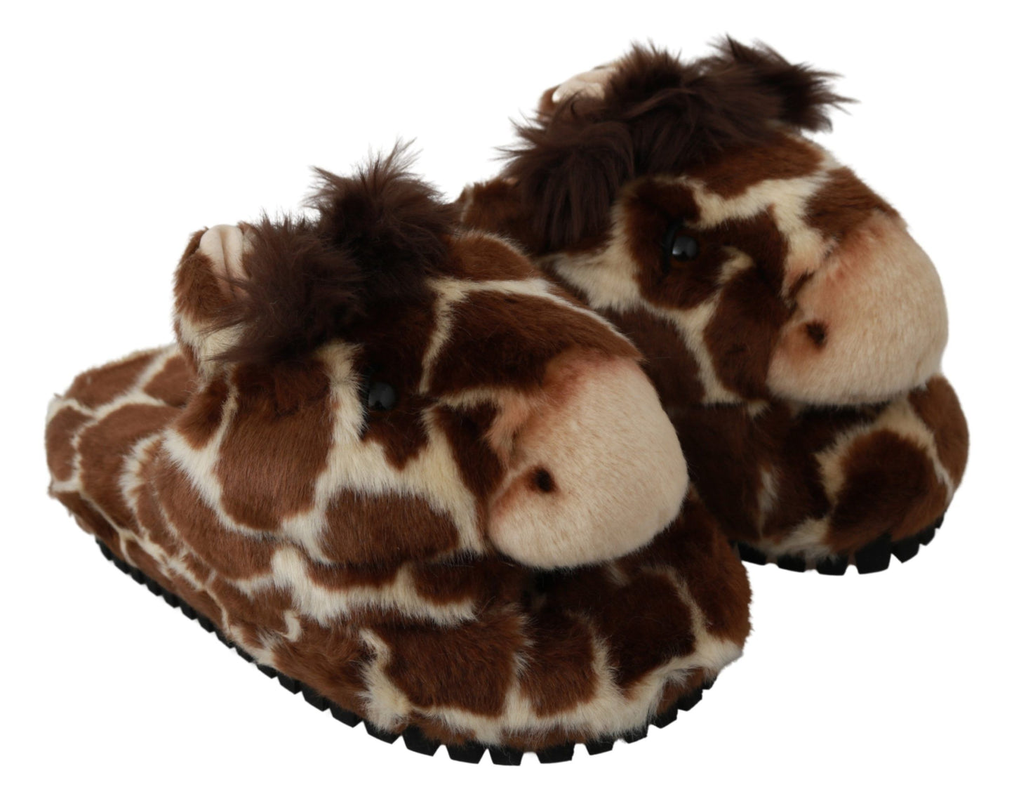 Chaussons Dolce & Gabbana marron girafe, sandales plates, chaussures