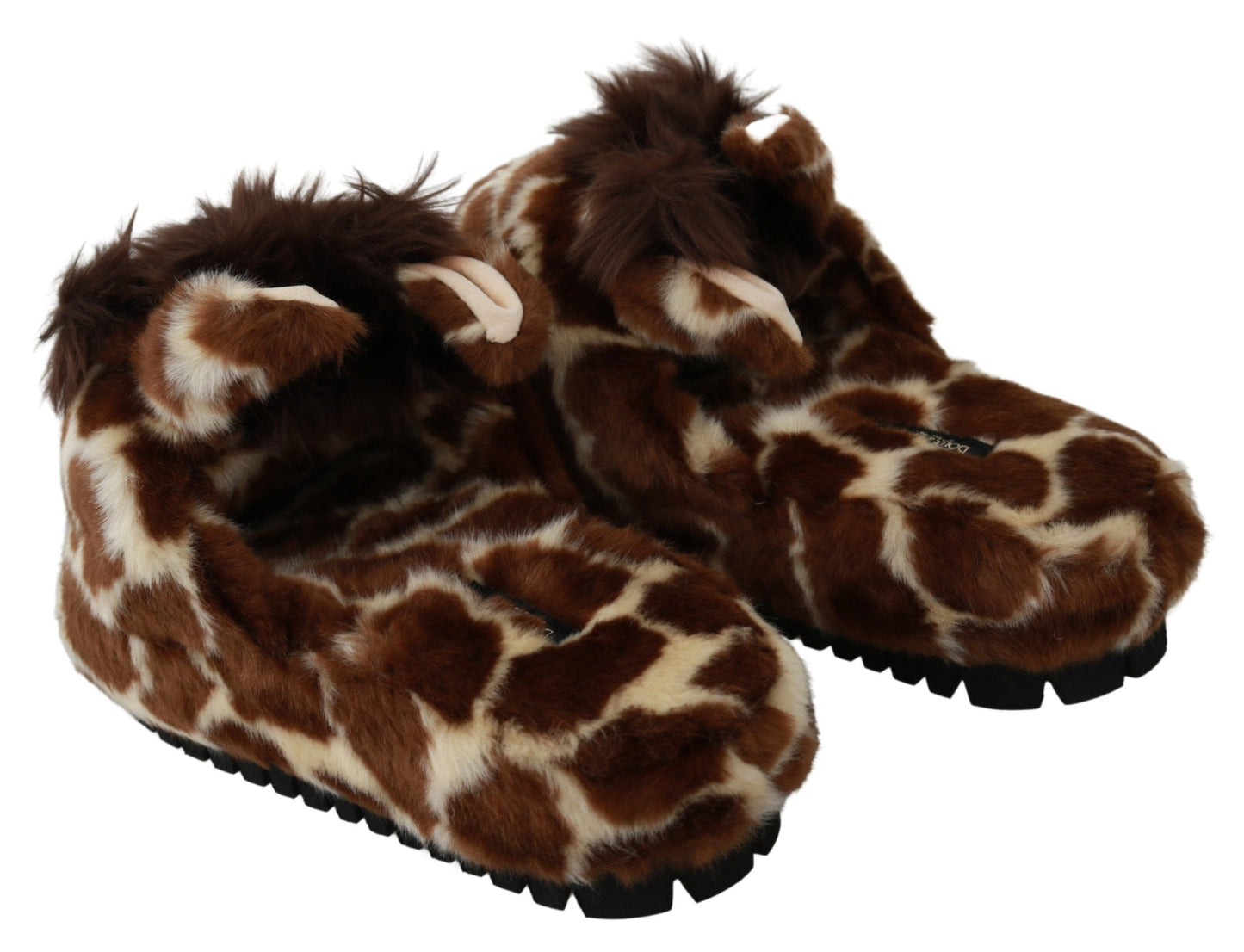 Chaussons Dolce & Gabbana marron girafe, sandales plates, chaussures