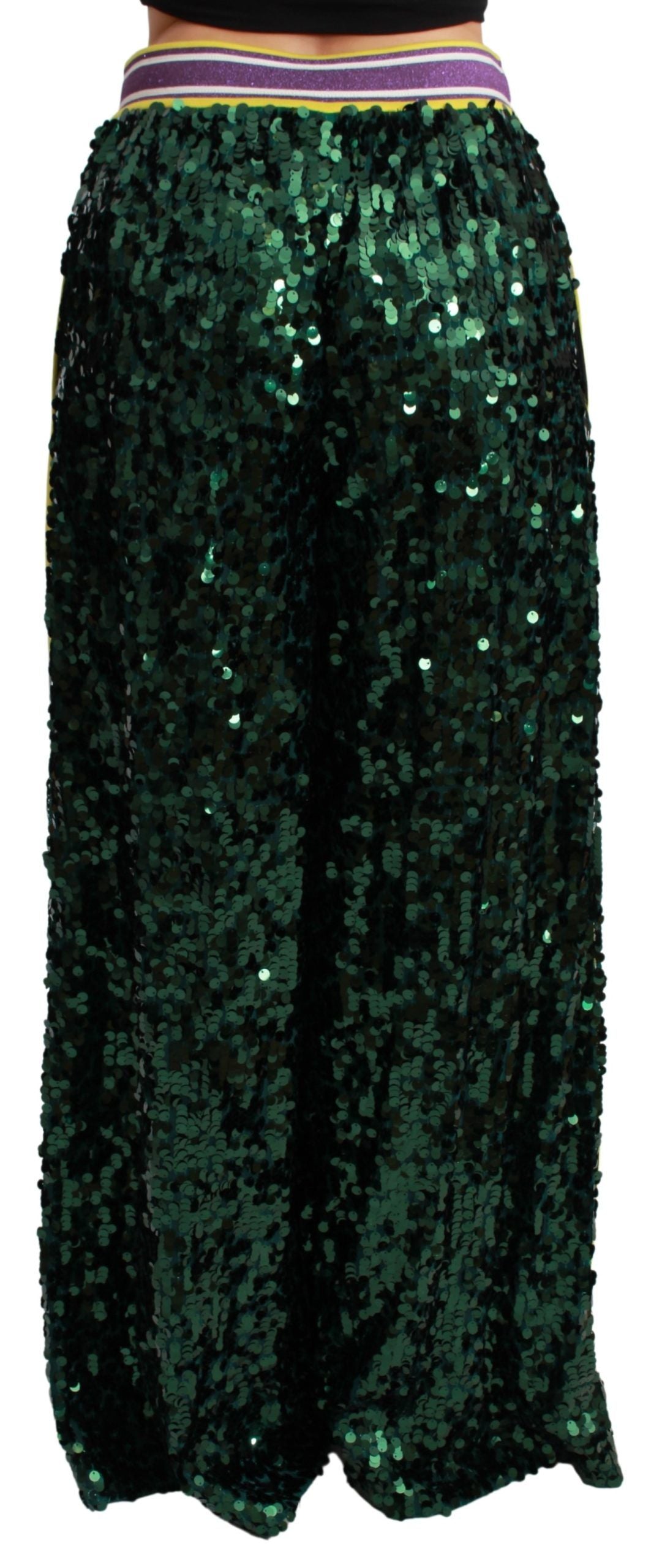 Pantalon à sequins verts Dolce & Gabbana Pantalon Queens Angel