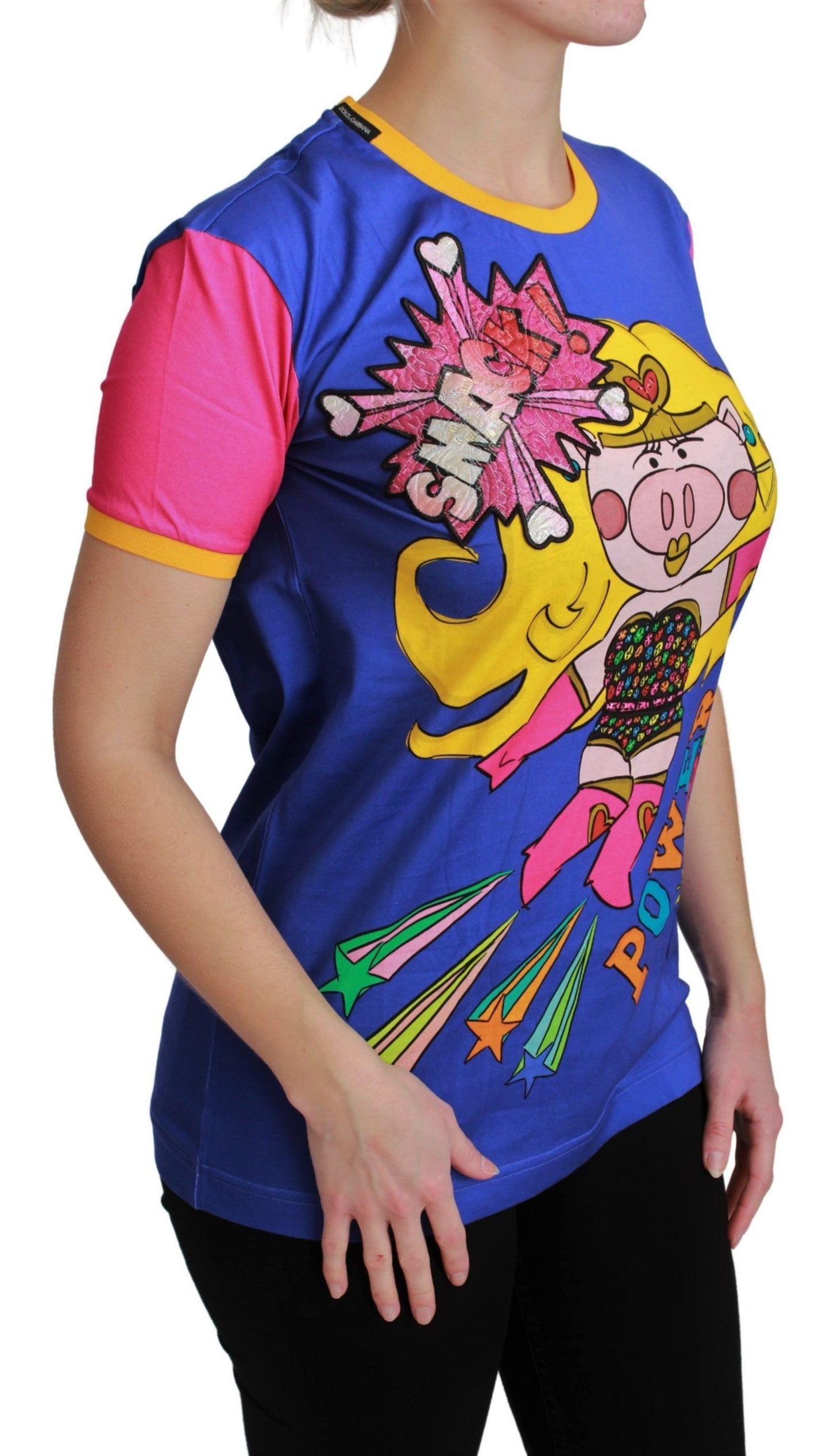 T-shirt en coton violet PIG SUPERGIRL de Dolce & Gabbana