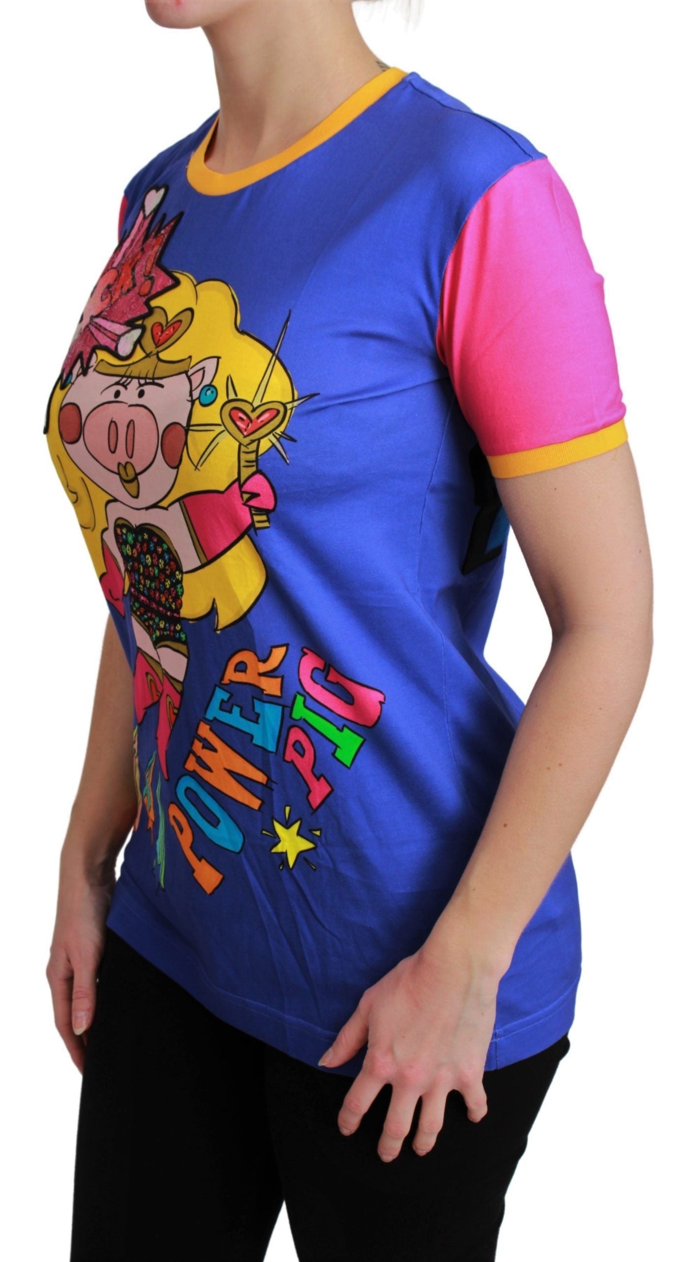 T-shirt en coton violet PIG SUPERGIRL de Dolce & Gabbana