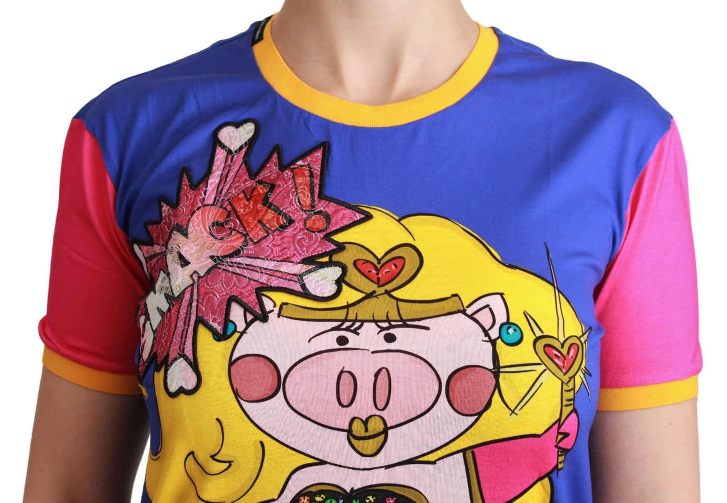 T-shirt en coton violet PIG SUPERGIRL de Dolce & Gabbana