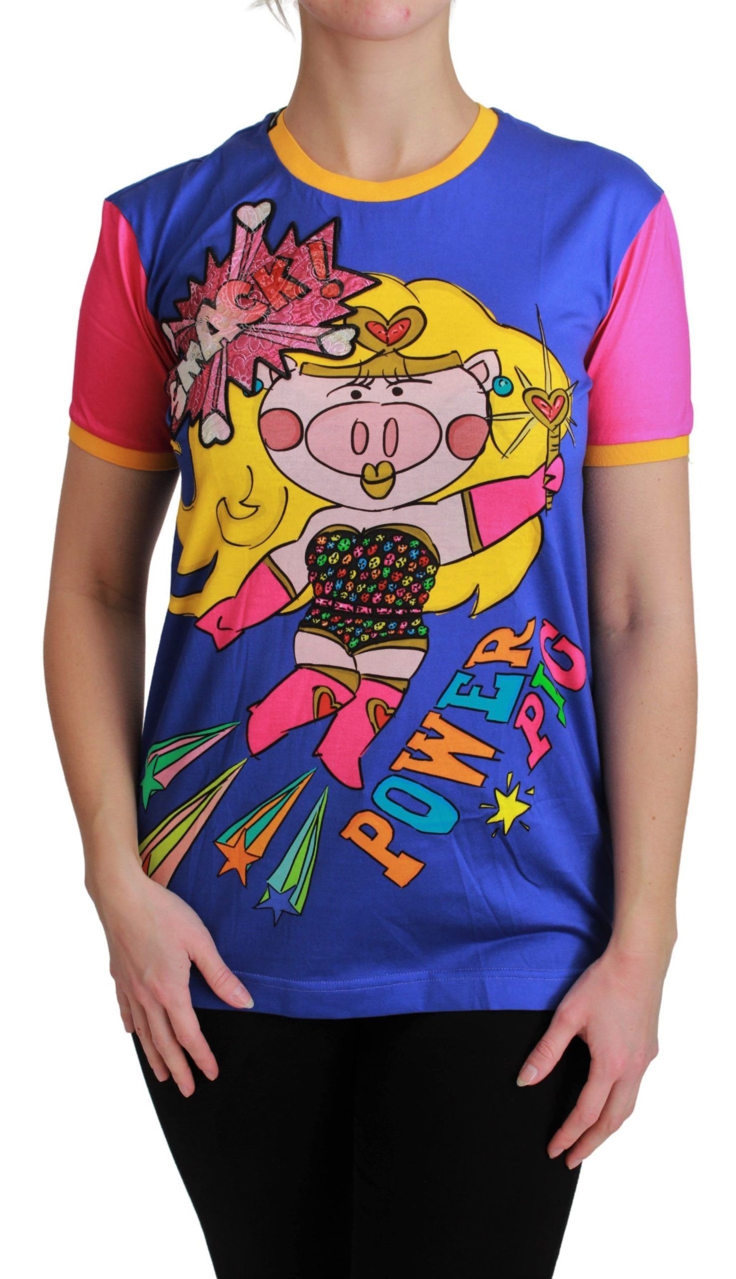 T-shirt en coton violet PIG SUPERGIRL de Dolce & Gabbana