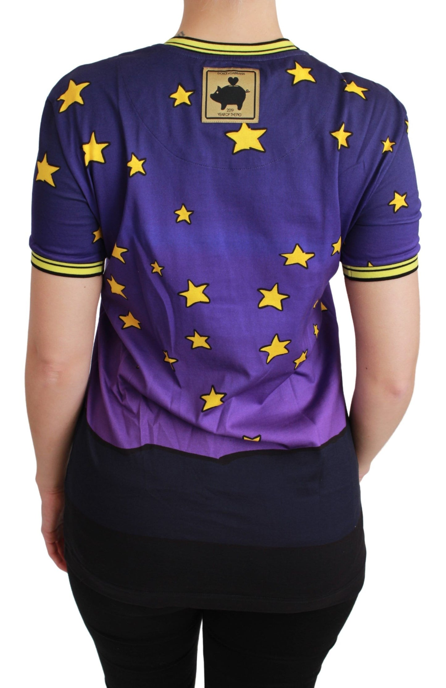 T-shirt en coton violet Dolce & Gabbana YEAR OF THE PIG