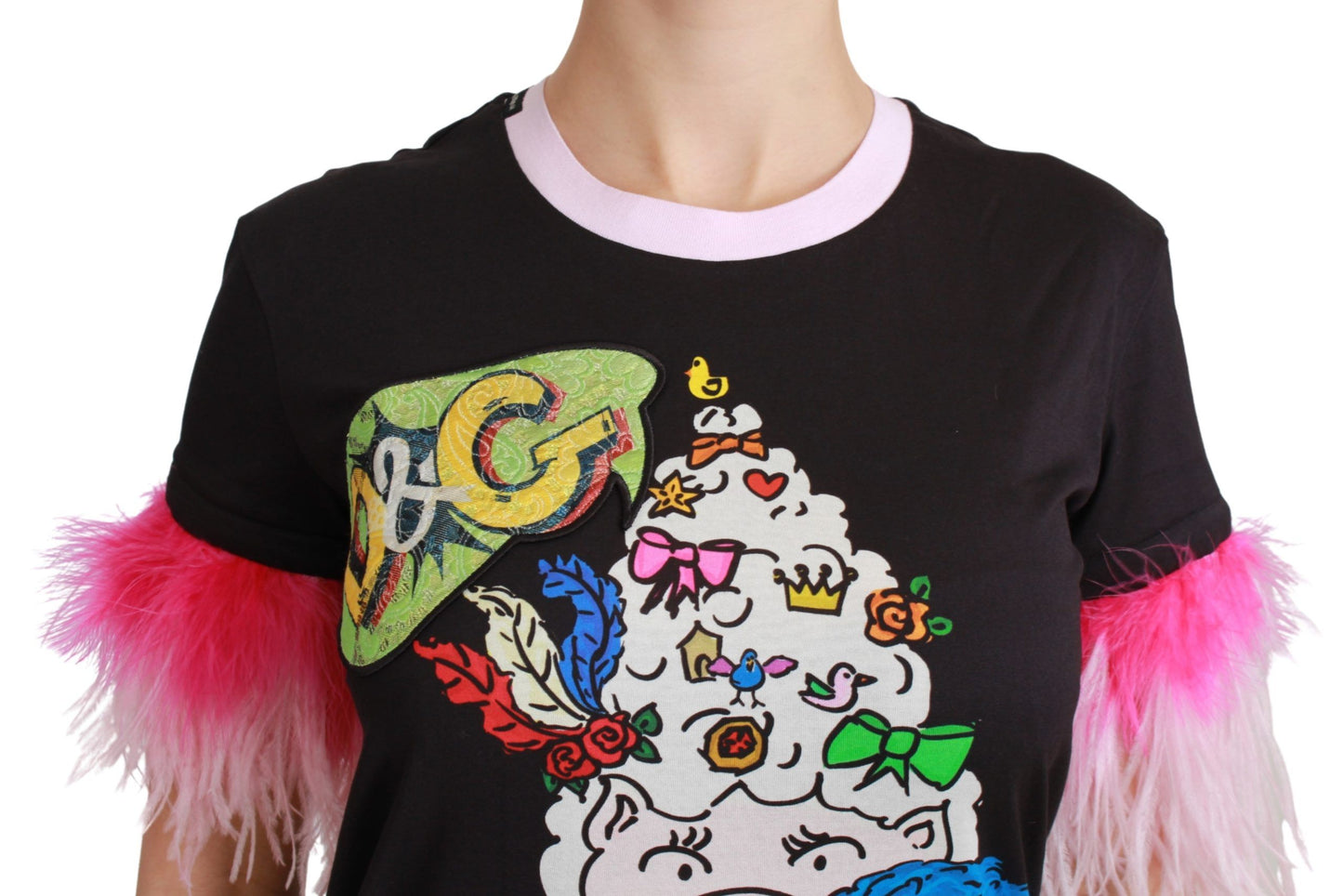 Dolce & Gabbana Black YEAR OF THE PIG Top Cotton T-shirt