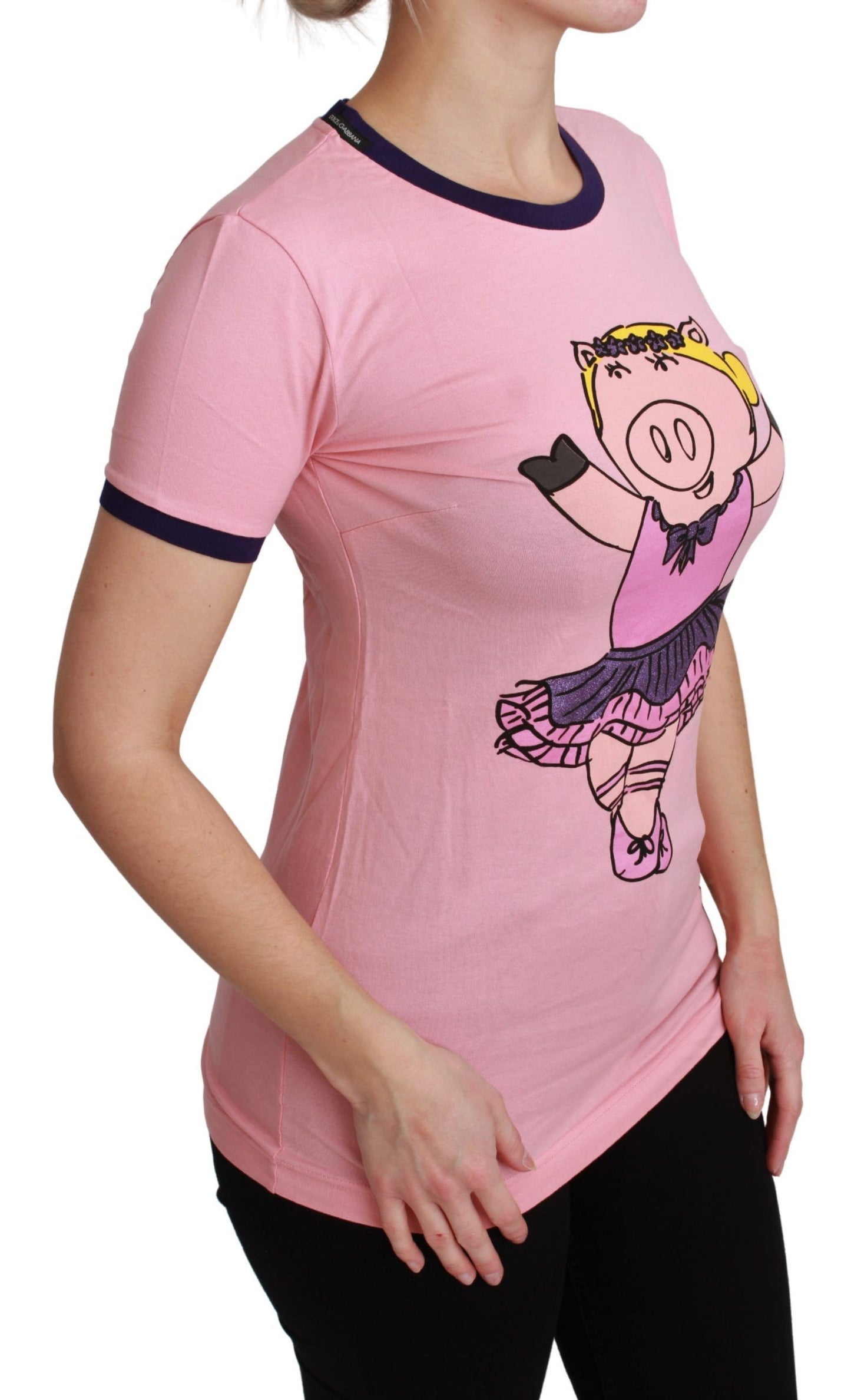 T-shirt en coton rose Dolce & Gabbana YEAR OF THE PIG