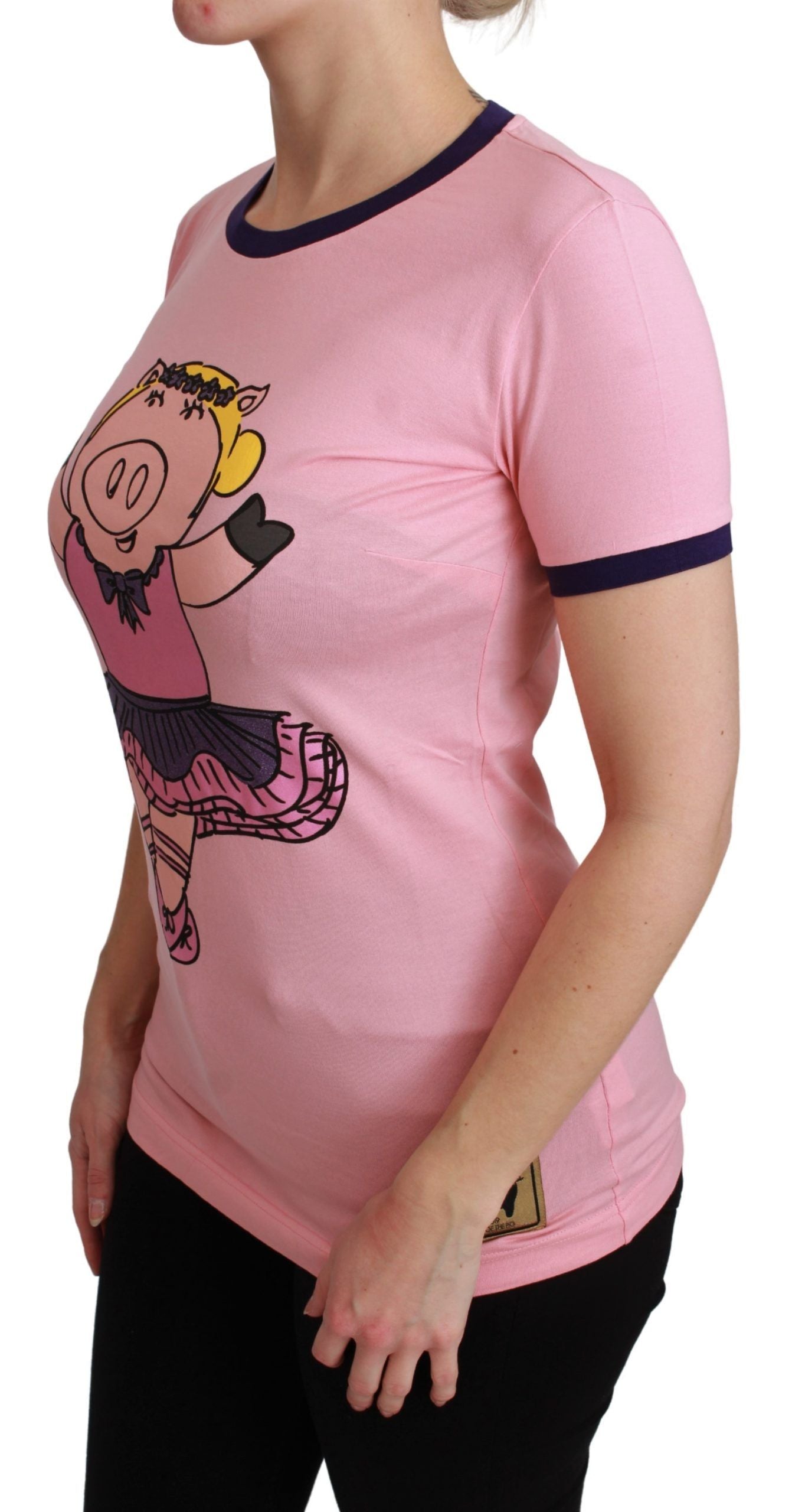 T-shirt en coton rose Dolce & Gabbana YEAR OF THE PIG