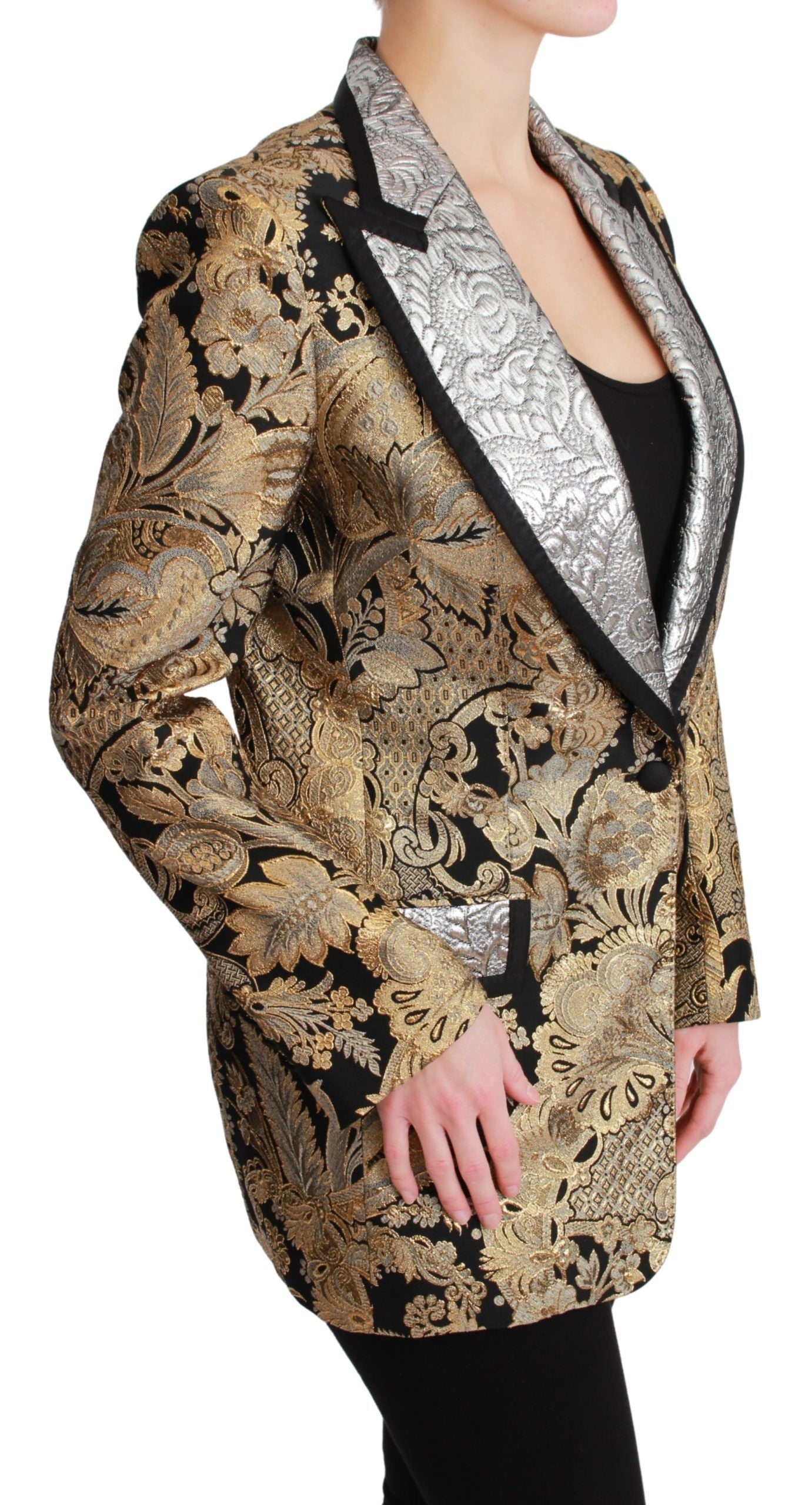 Veste blazer en jacquard noir et or Dolce & Gabbana