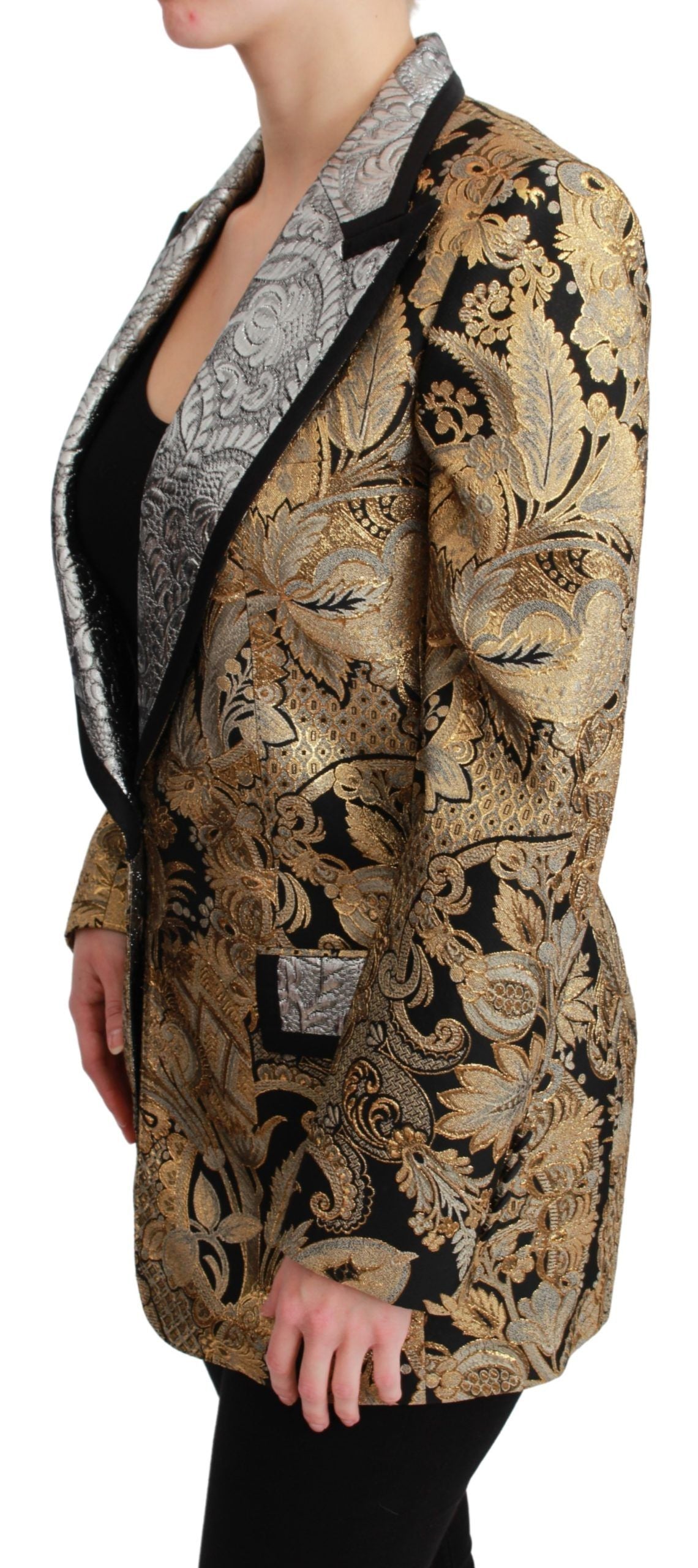 Veste blazer en jacquard noir et or Dolce & Gabbana