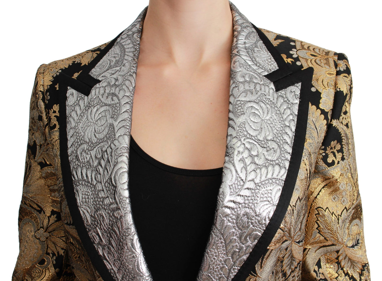 Veste blazer en jacquard noir et or Dolce & Gabbana