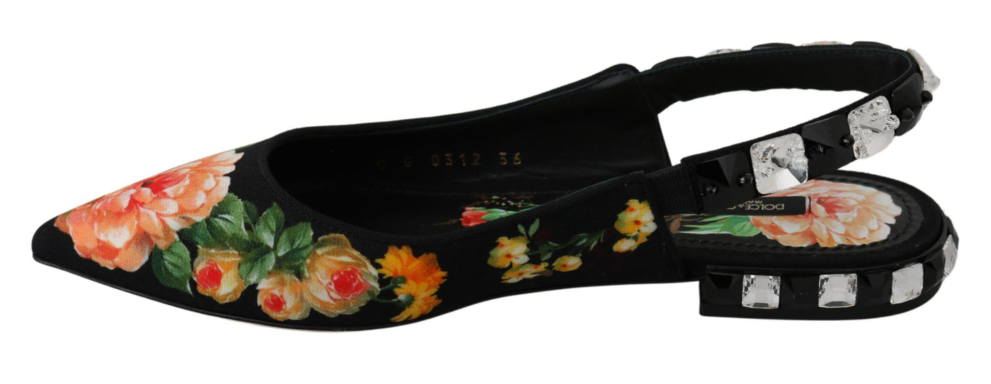 Chaussures plates à bride arrière et cristaux Dolce & Gabbana