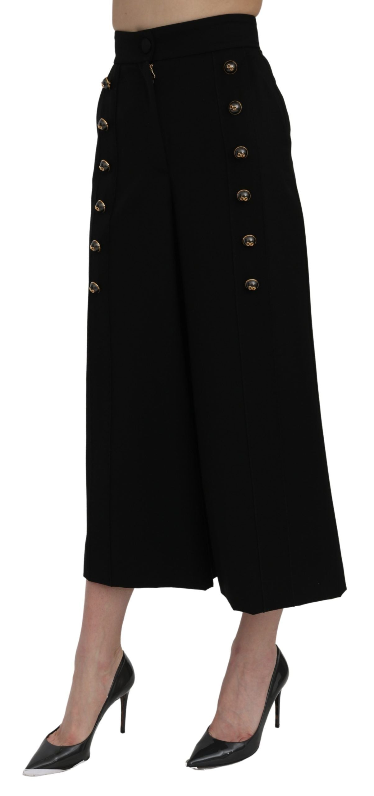 Pantalon court large taille haute noir Dolce & Gabbana