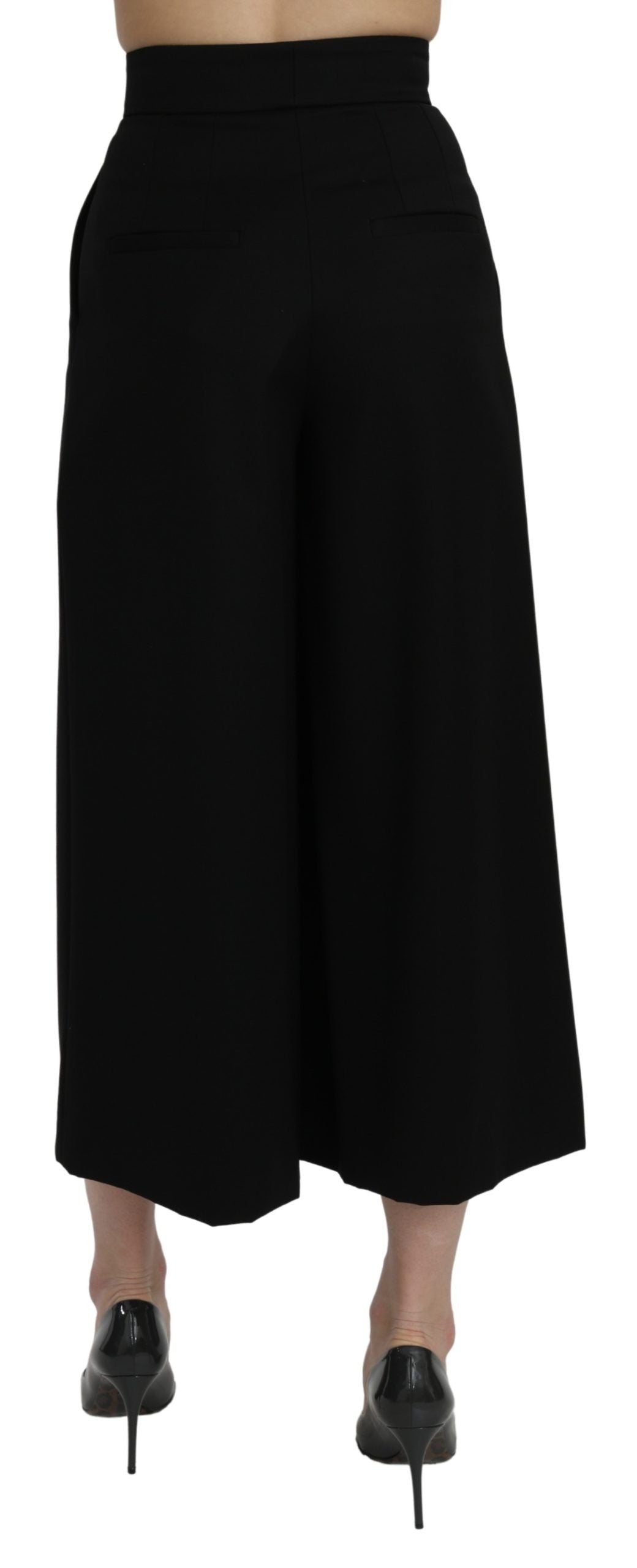 Pantalon court large taille haute noir Dolce & Gabbana