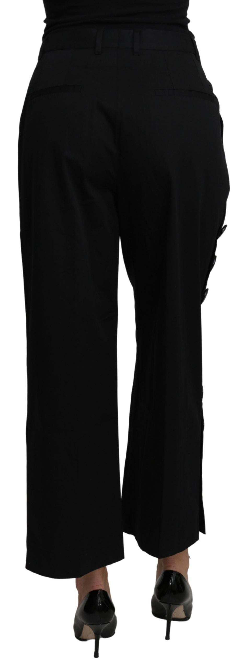 Pantalon court taille haute en coton stretch noir Dolce & Gabbana