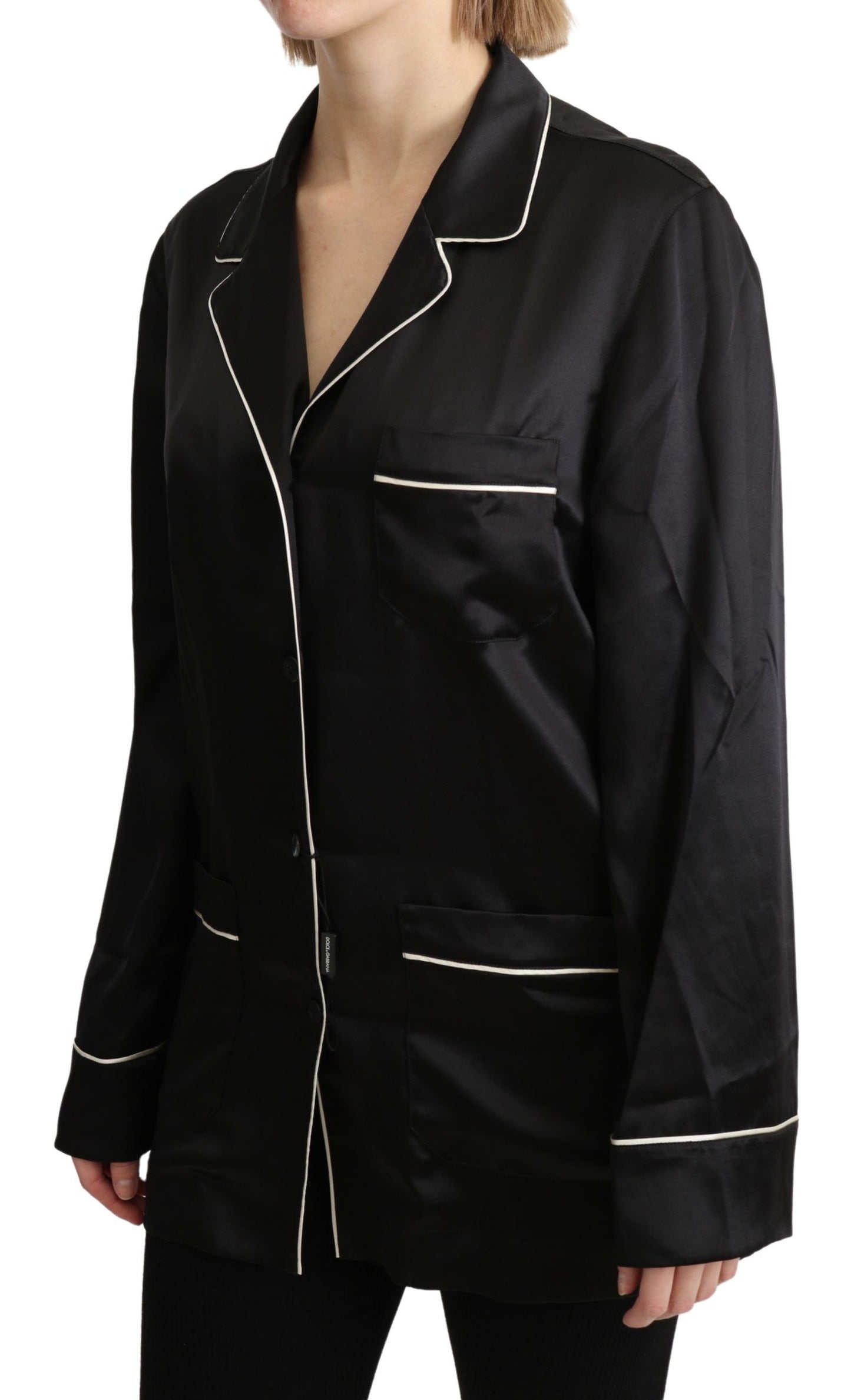Chemisier noir en soie extensible Dolce & Gabbana