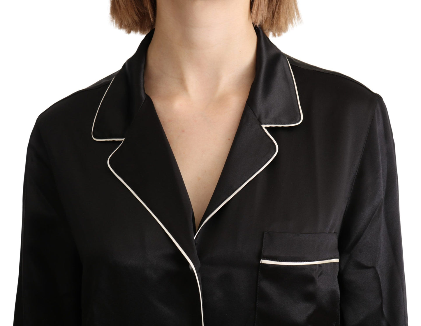 Chemisier noir en soie extensible Dolce & Gabbana
