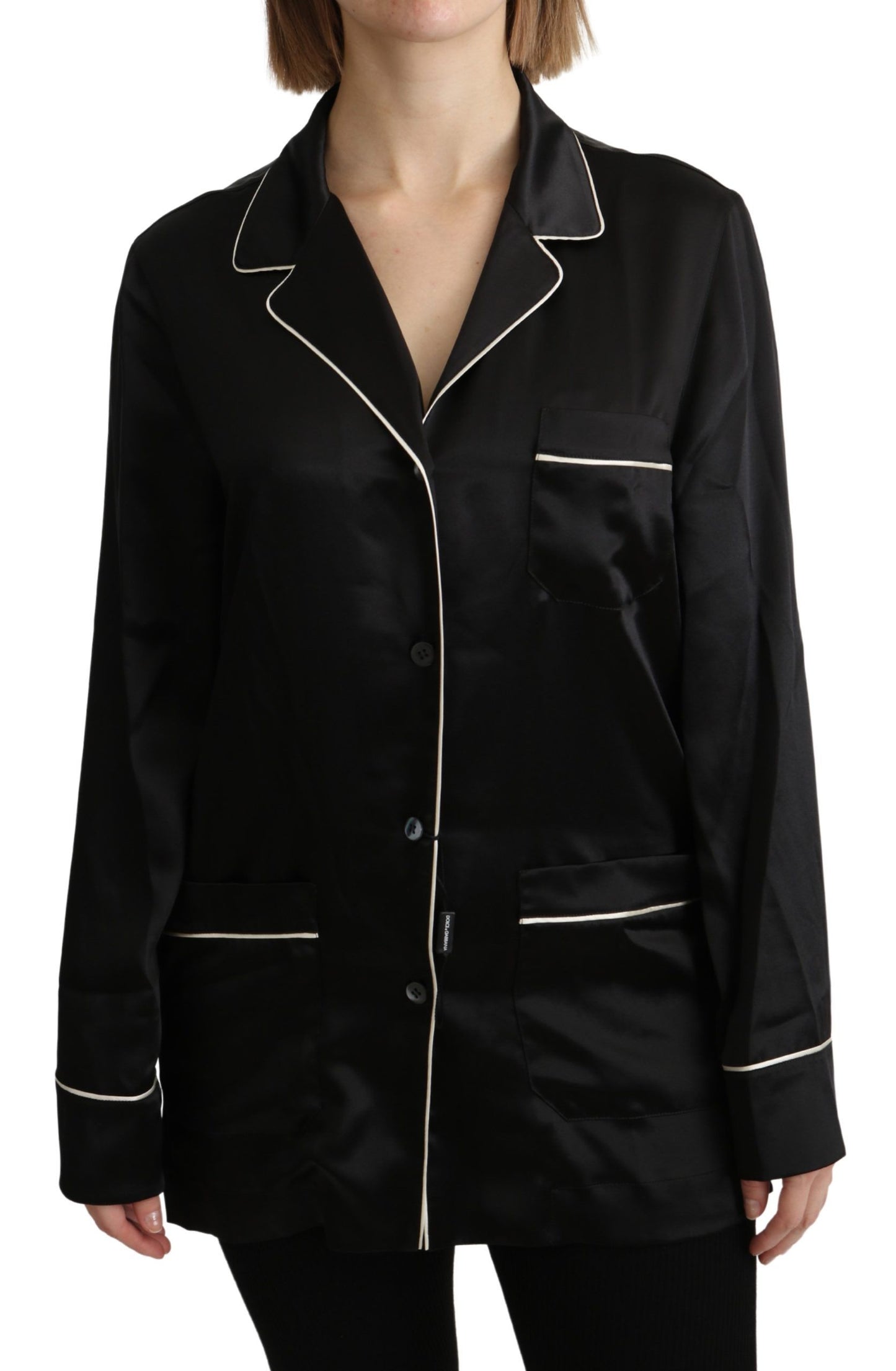 Chemisier noir en soie extensible Dolce & Gabbana